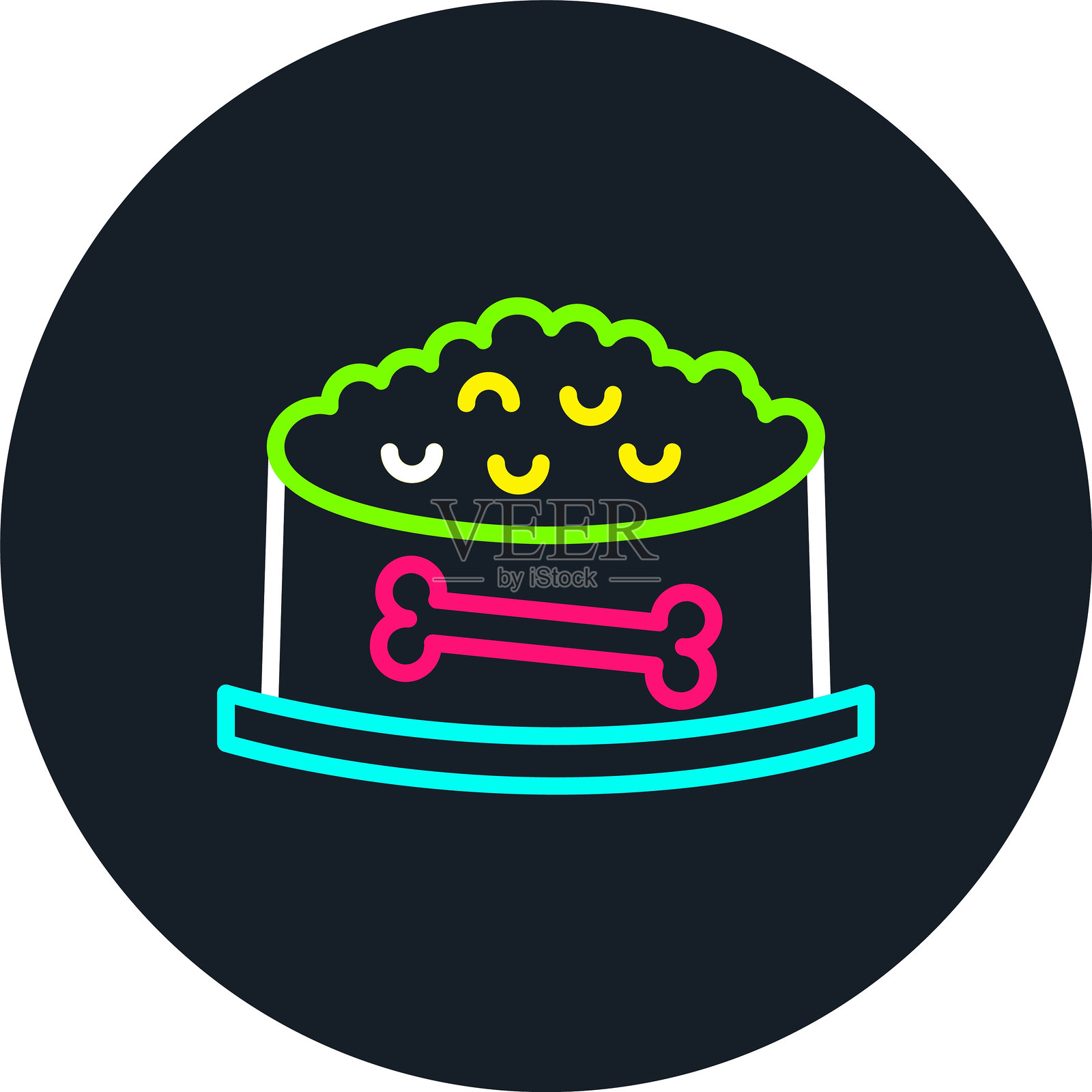 宠物碗线条多色图标插画图片素材