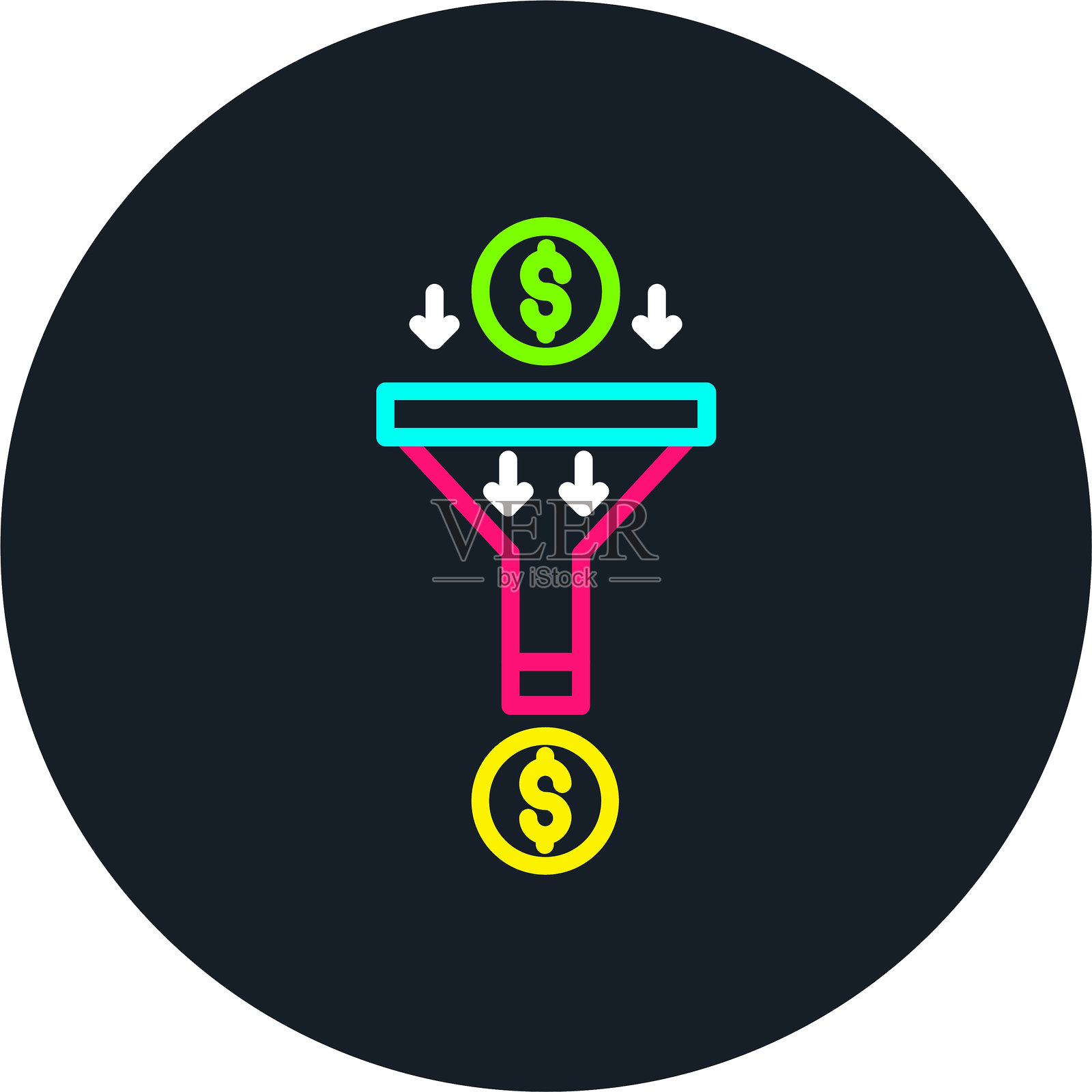 销售管道图标 多色图标插画图片素材