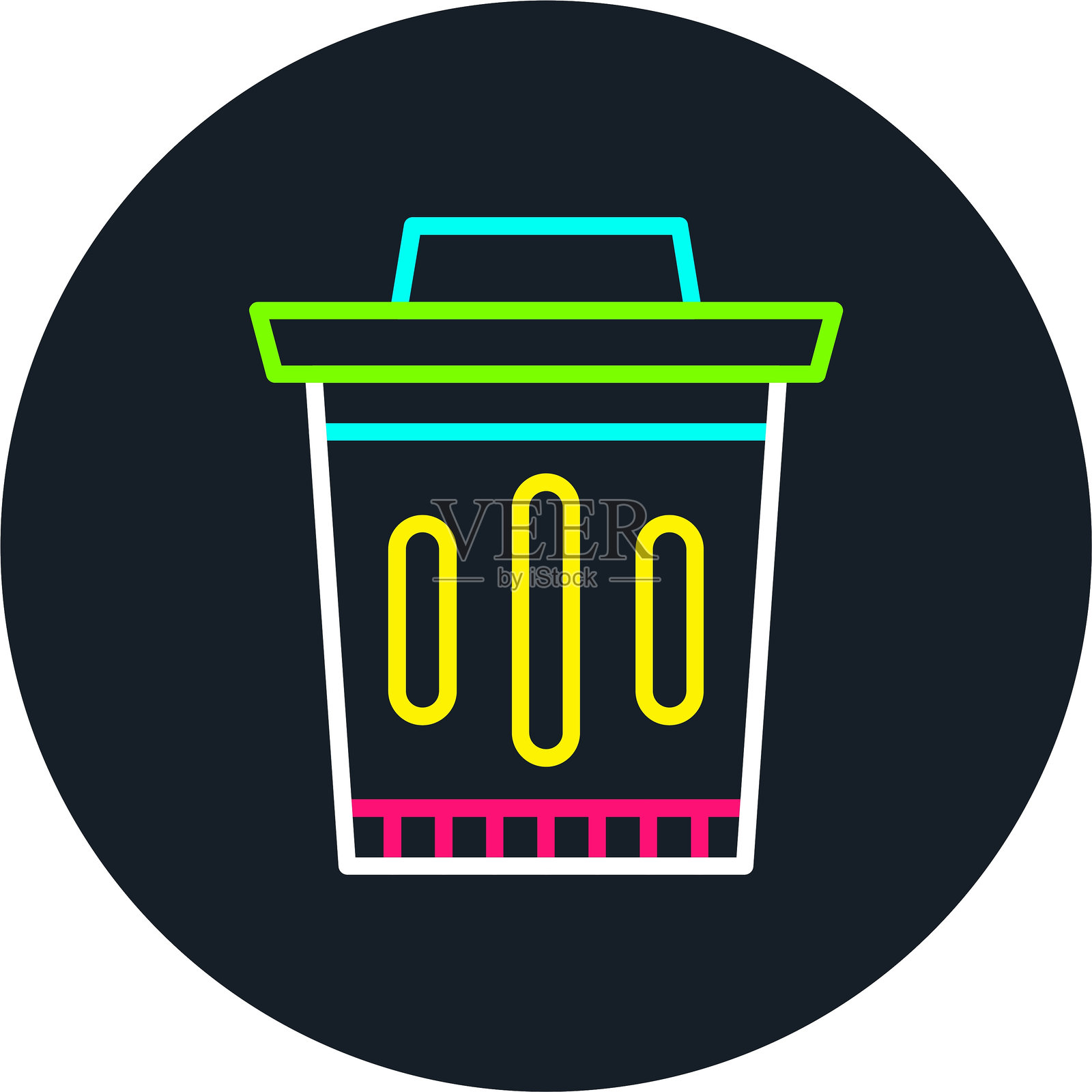 垃圾桶线条多色图标插画图片素材