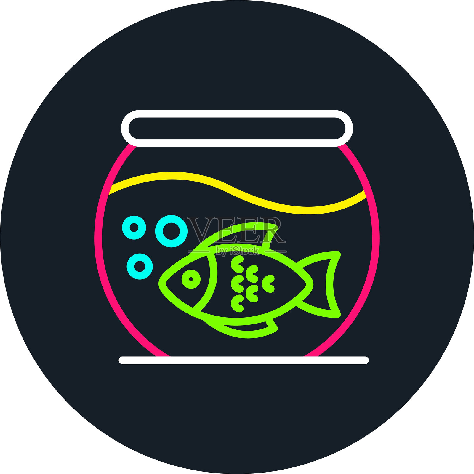 水族馆线条多色图标插画图片素材