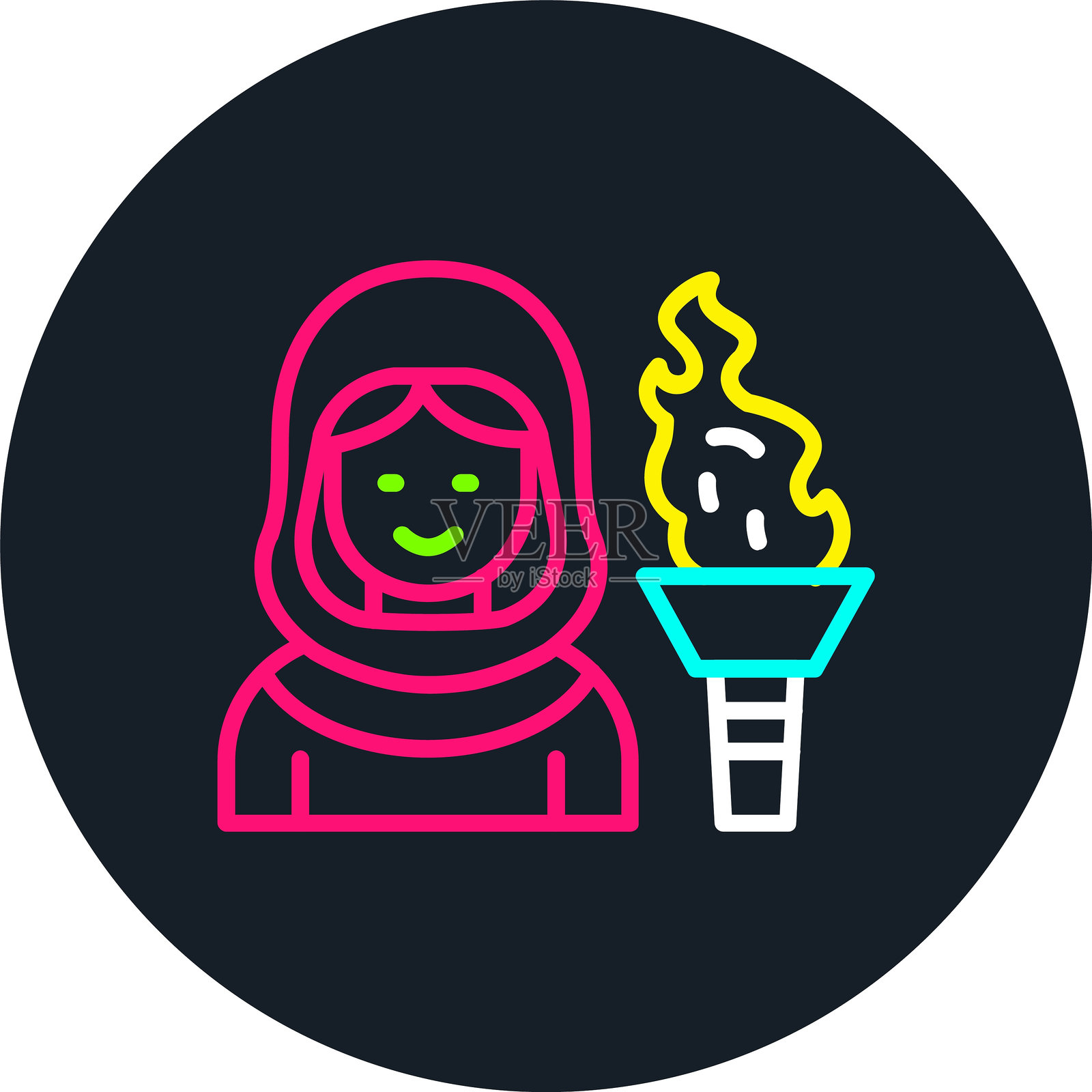 赫斯提亚线条多色图标插画图片素材