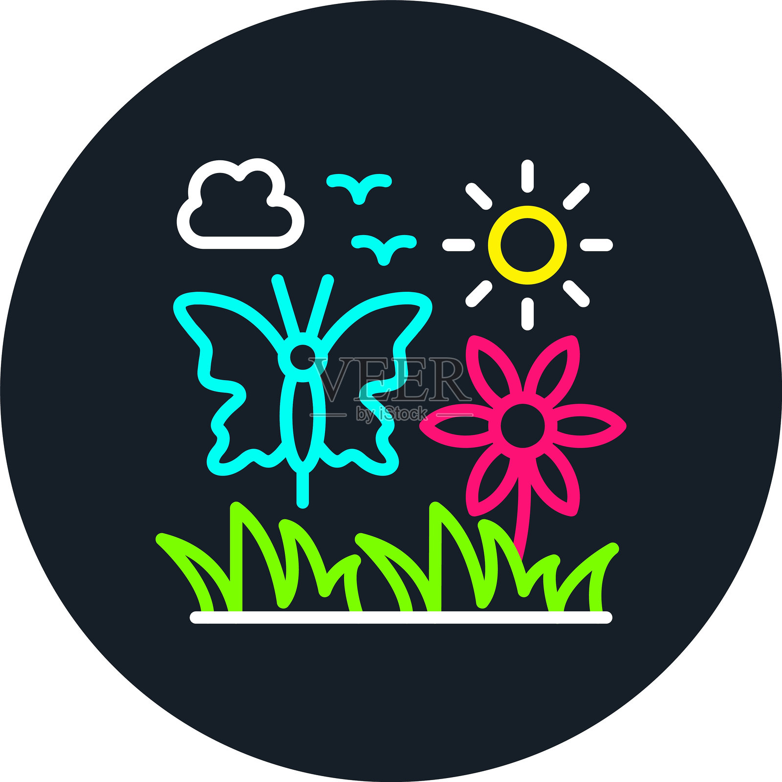 多色蝴蝶线条图标插画图片素材