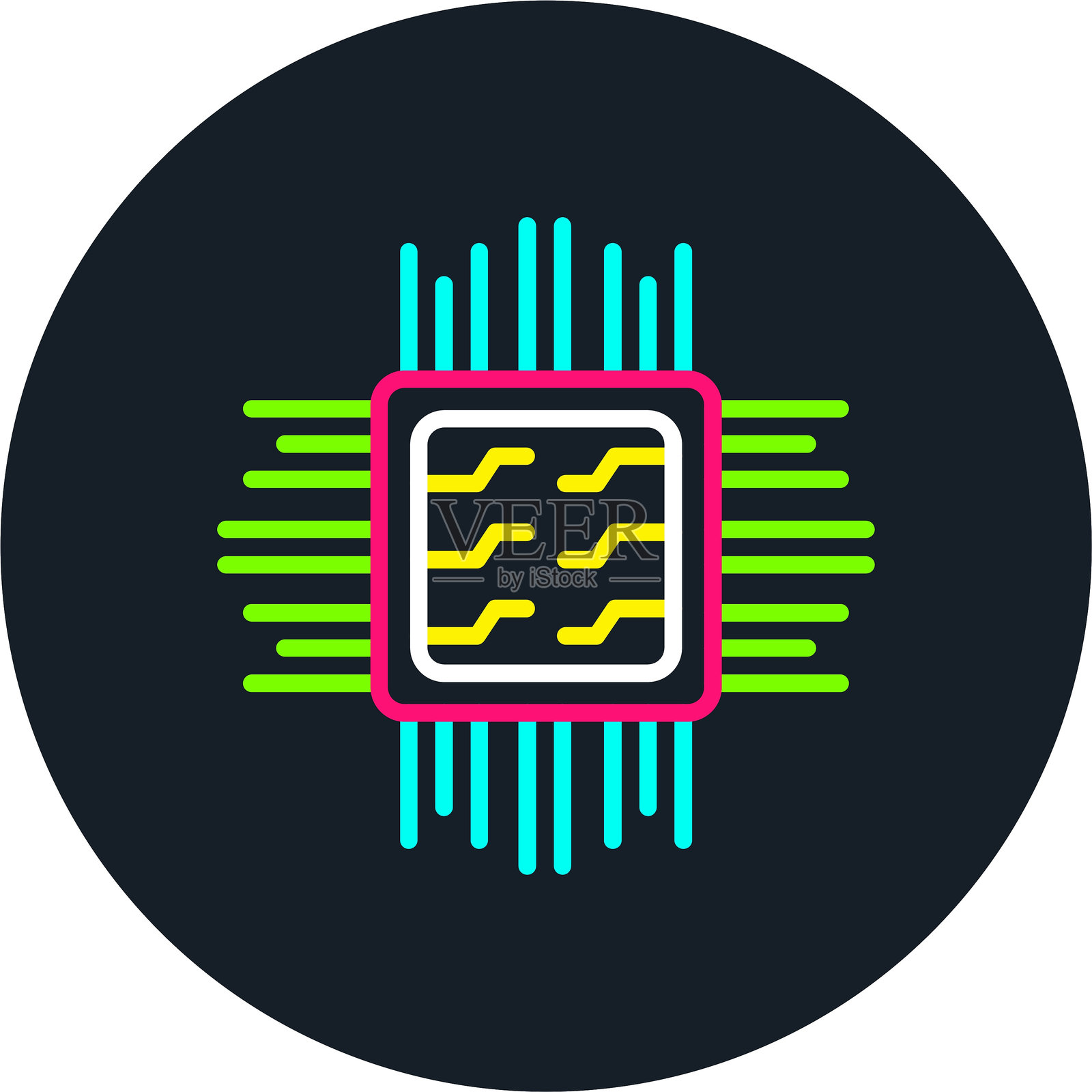 多色芯片线图标插画图片素材