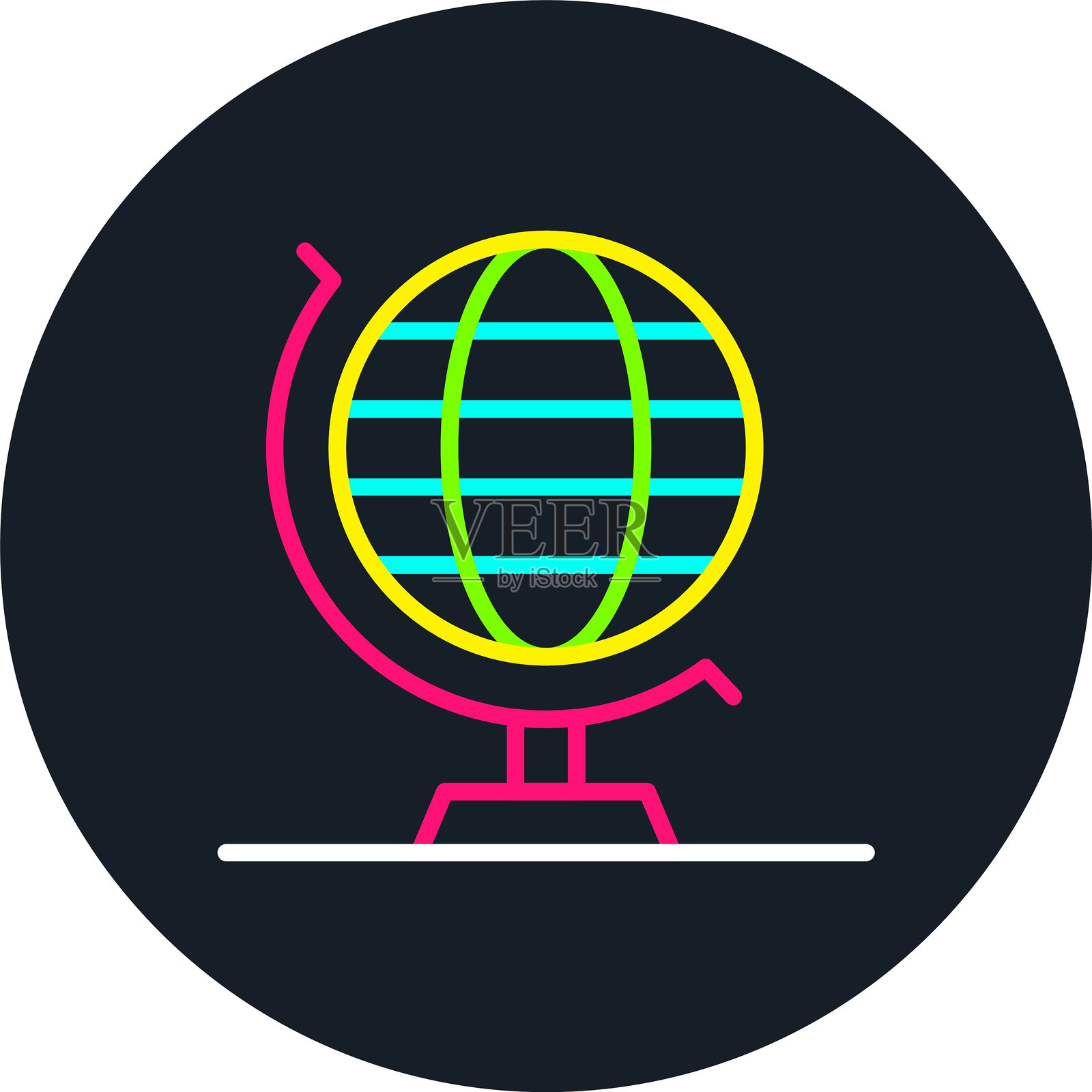 多色图标的地球仪线条插画图片素材