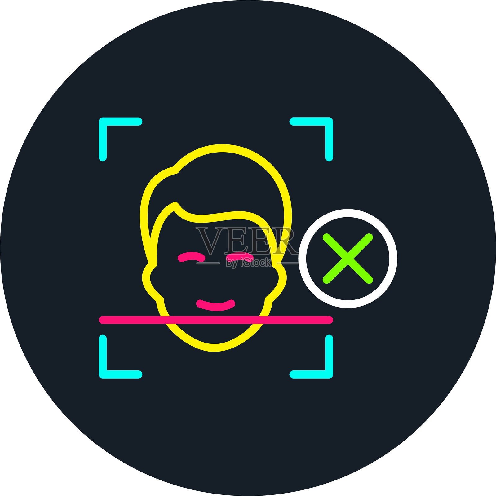 人脸检测线条多色图标插画图片素材