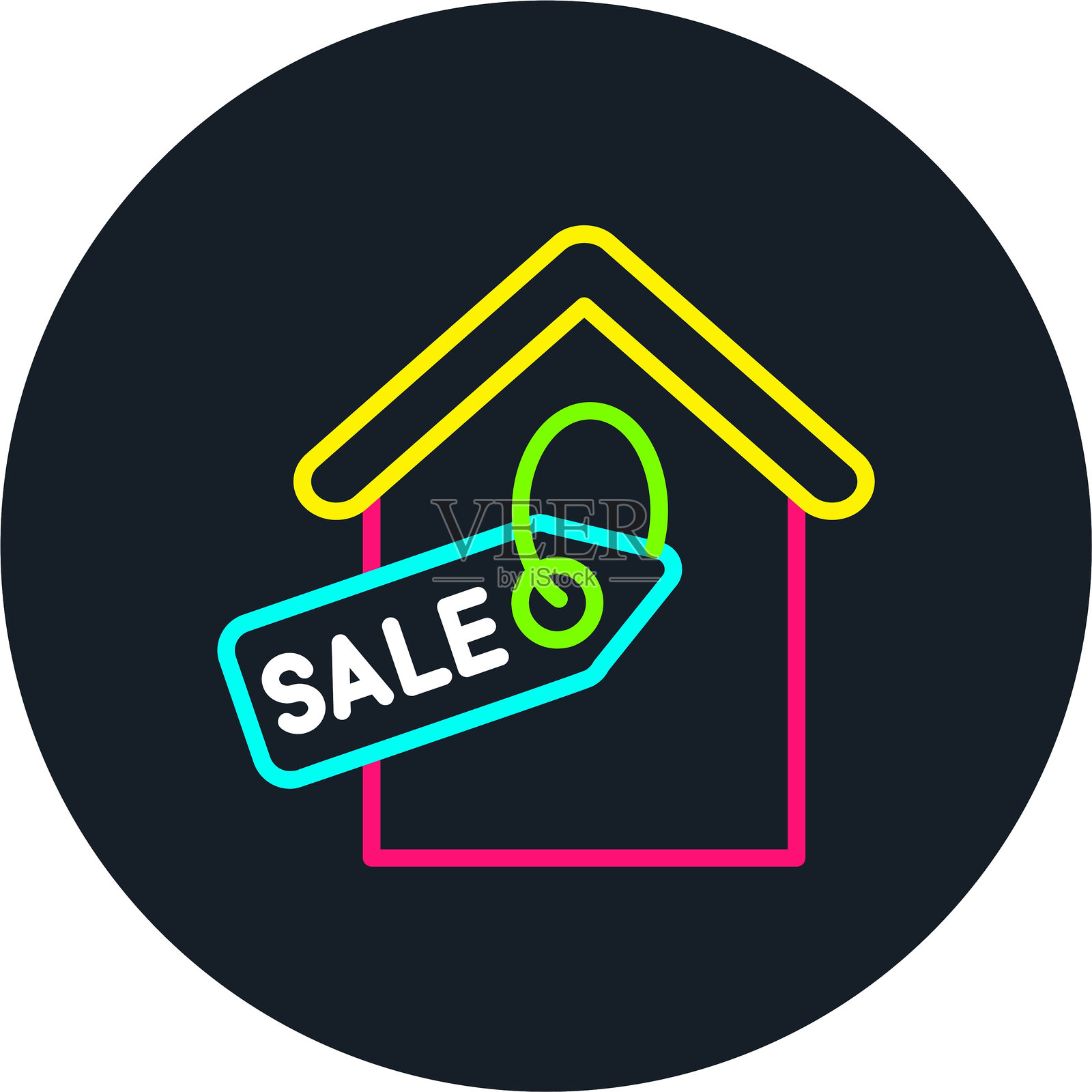 房地产销售线条多色图标插画图片素材