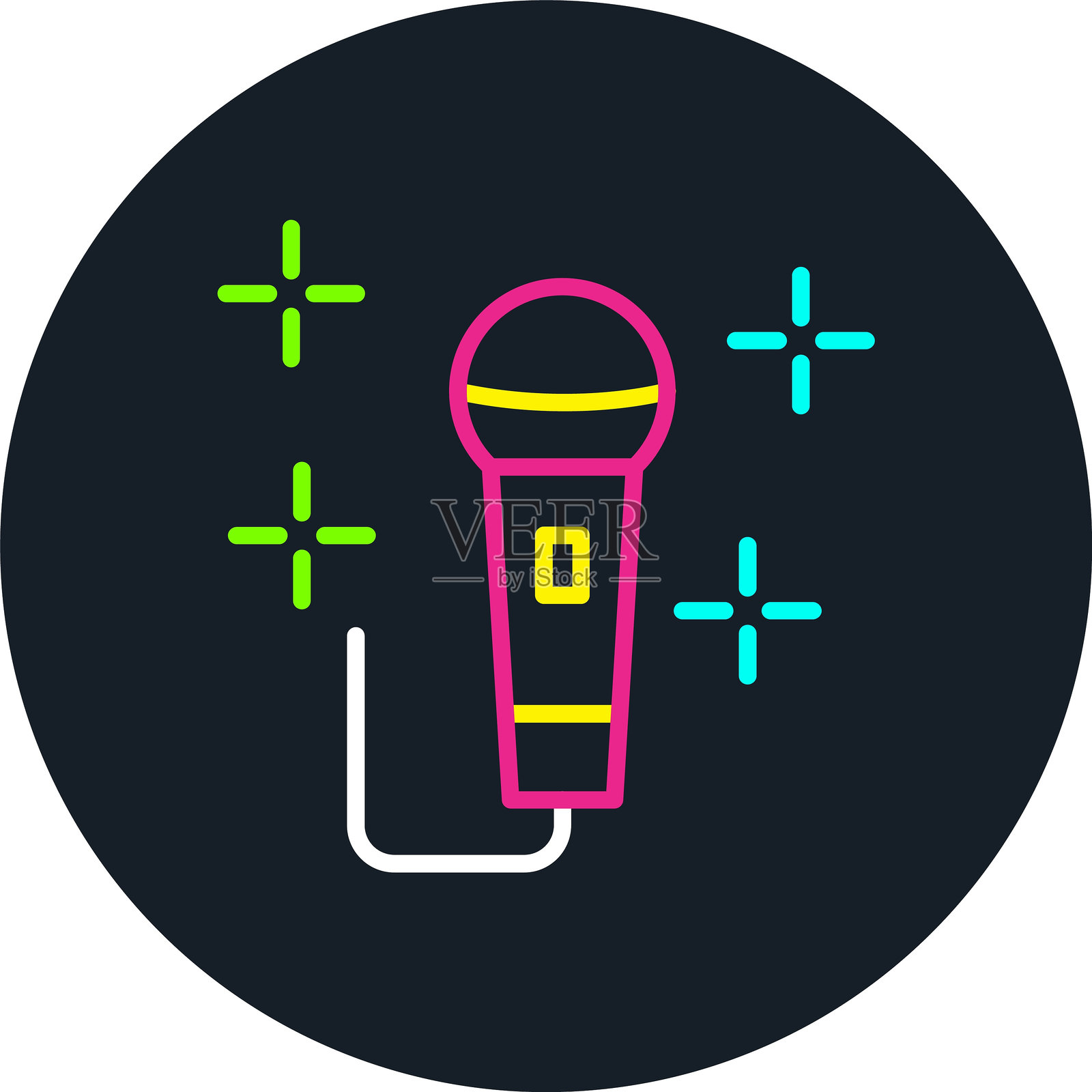 多色麦克风线图标插画图片素材