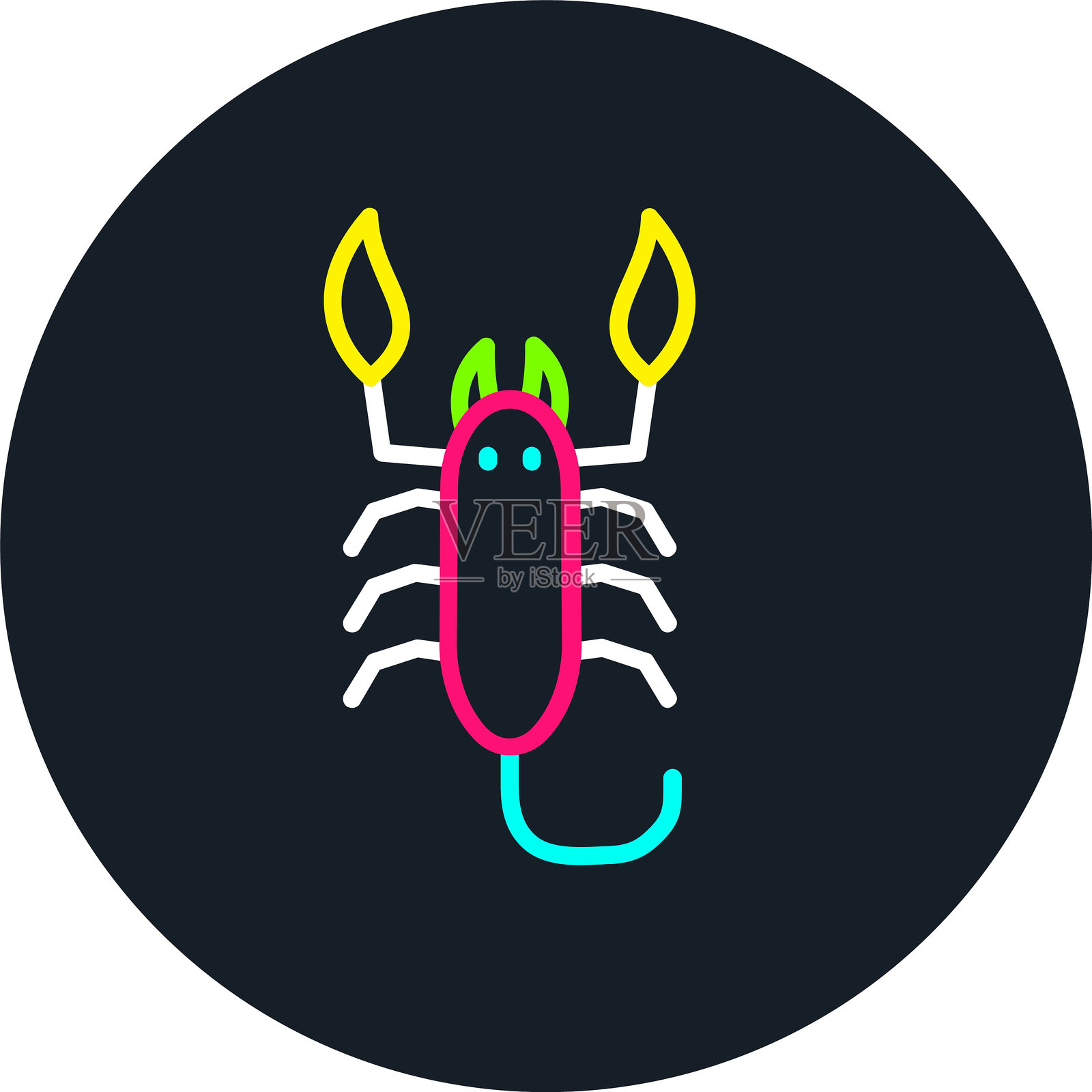 多色蝎子线条图标插画图片素材