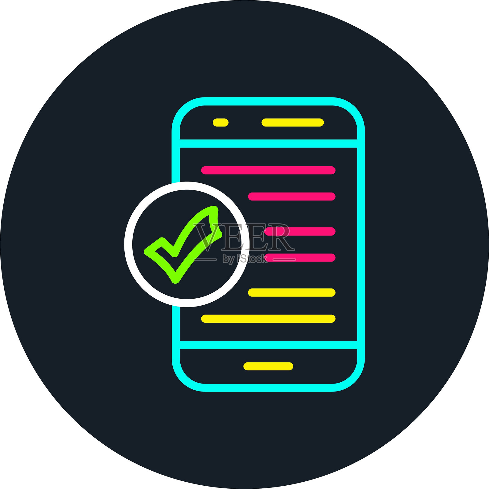 智能手机线条多色图标插画图片素材