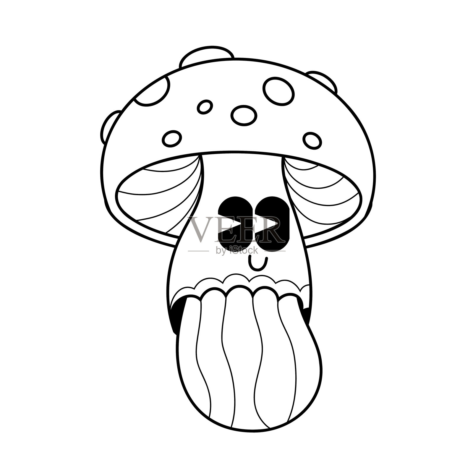 可爱角色蘑菇贴纸插图轮廓涂鸦插画图片素材