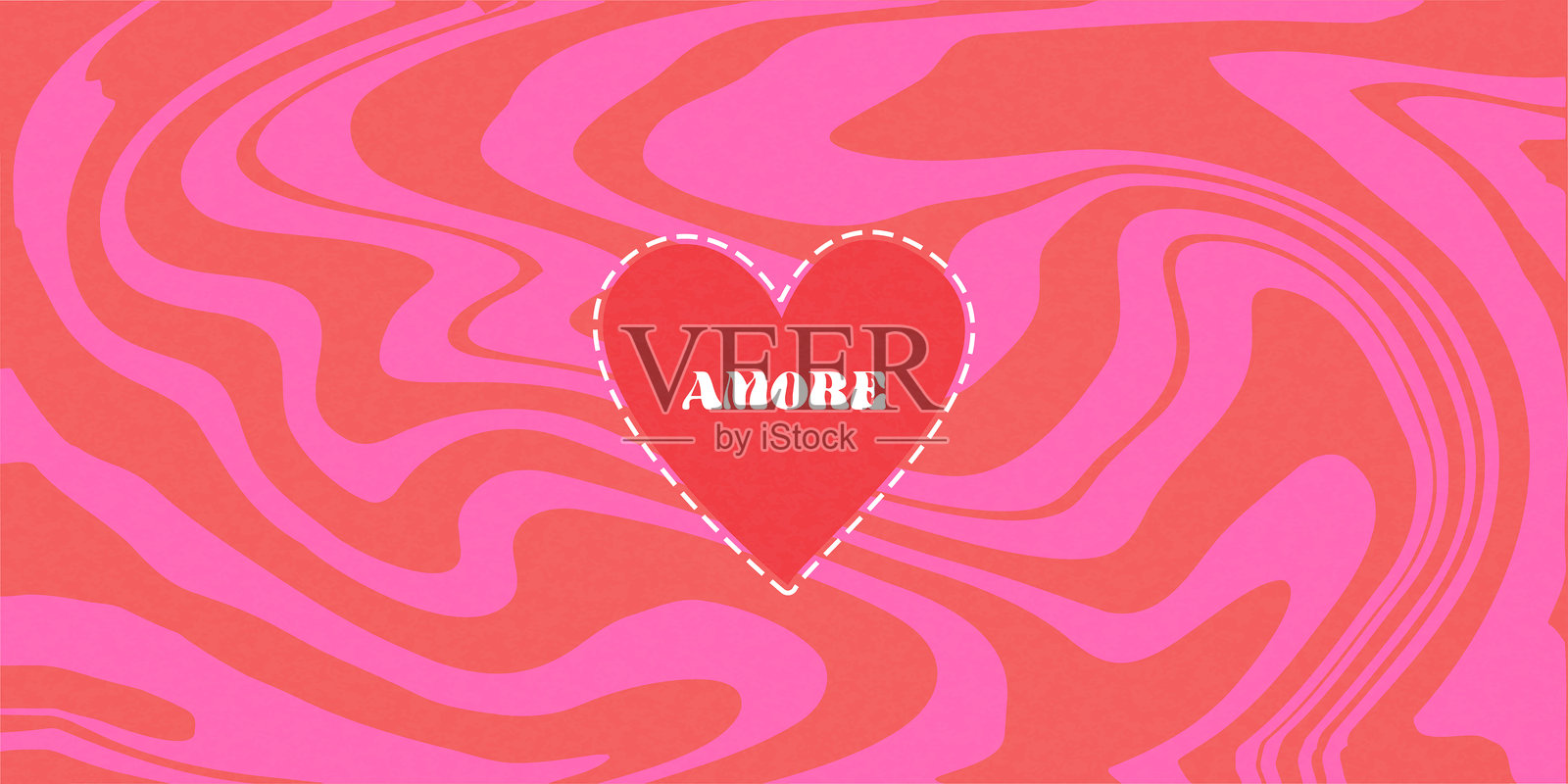 复古风格的情人节贺卡，上面有意大利语的“爱”字插画图片素材