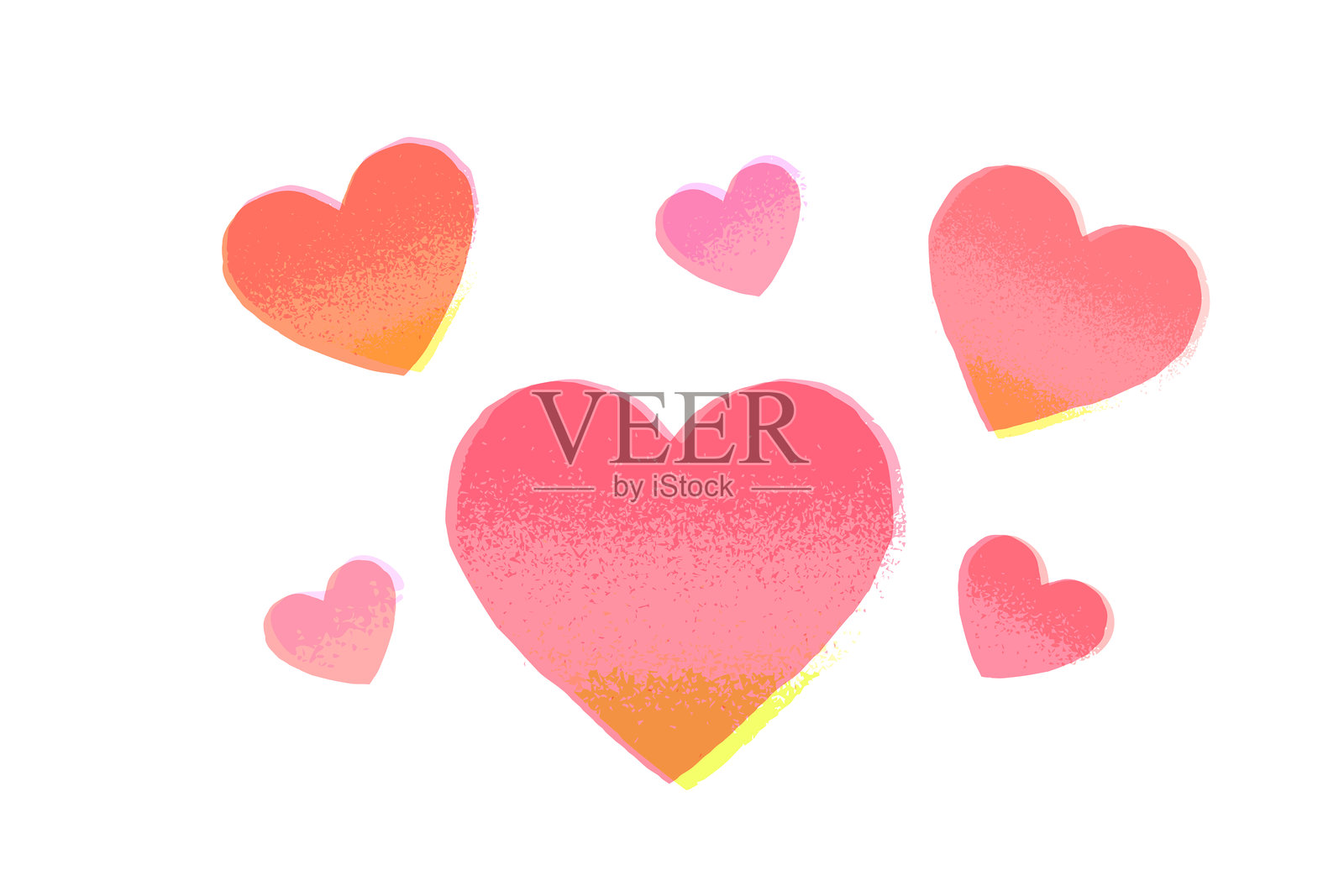 手绘心形，爱心符号，白色背景上的矢量插图插画图片素材