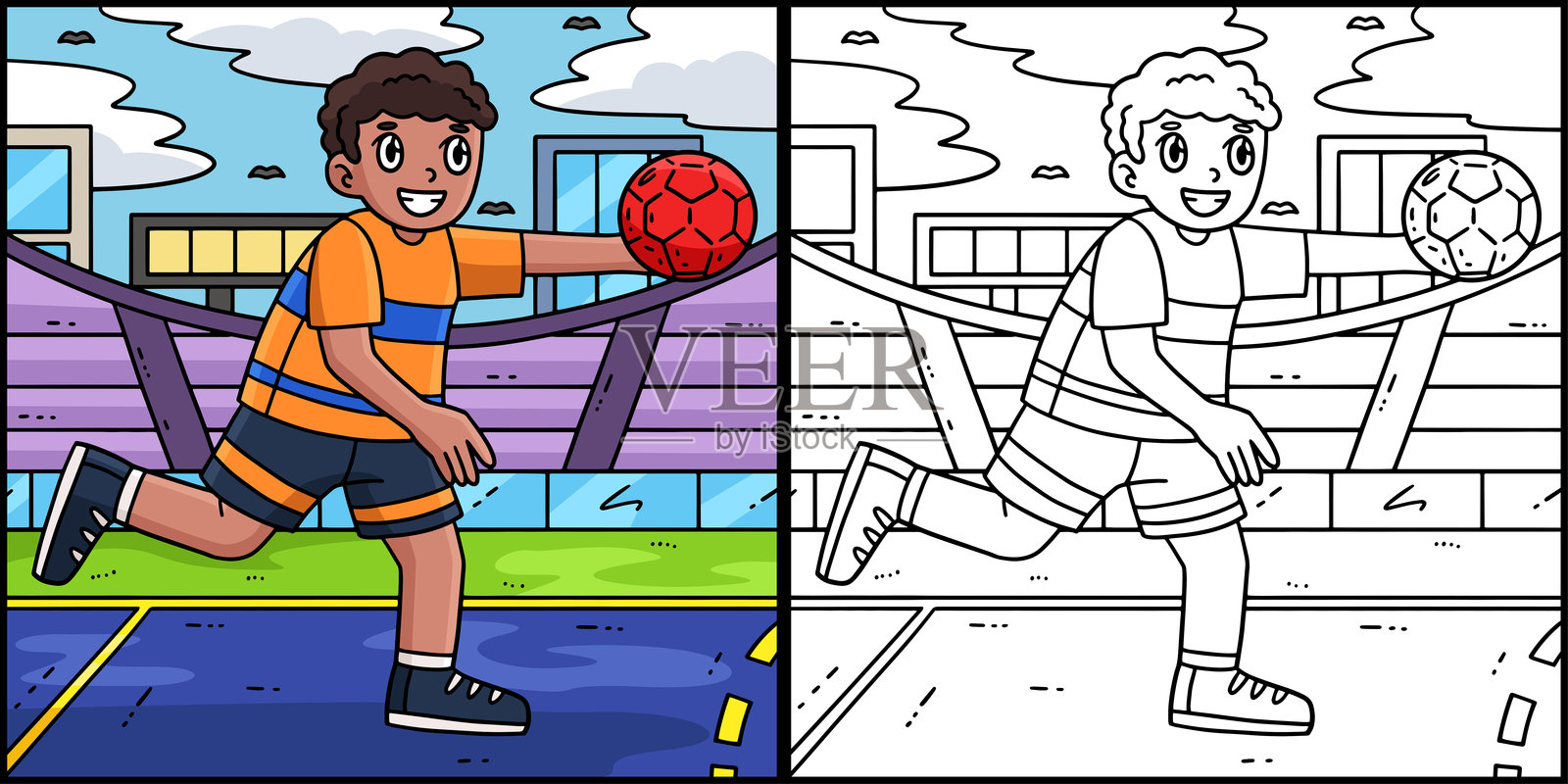 手球运动员带球奔跑插图插画图片素材