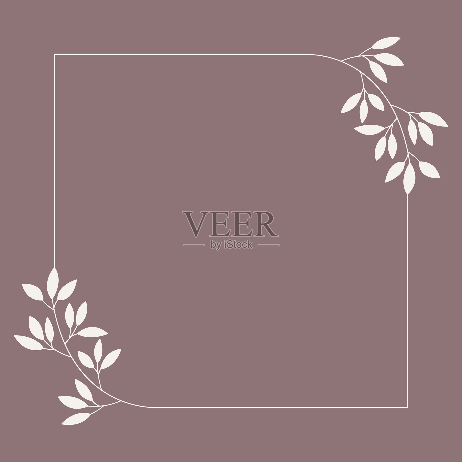 花卉和方形手绘风格。插画图片素材