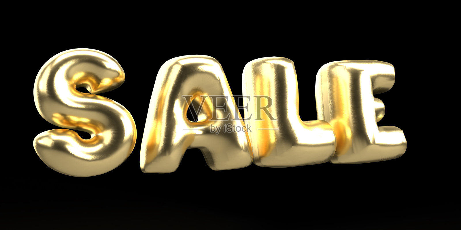 金色充气气球在黑色背景上组成“SALE”字样照片摄影图片