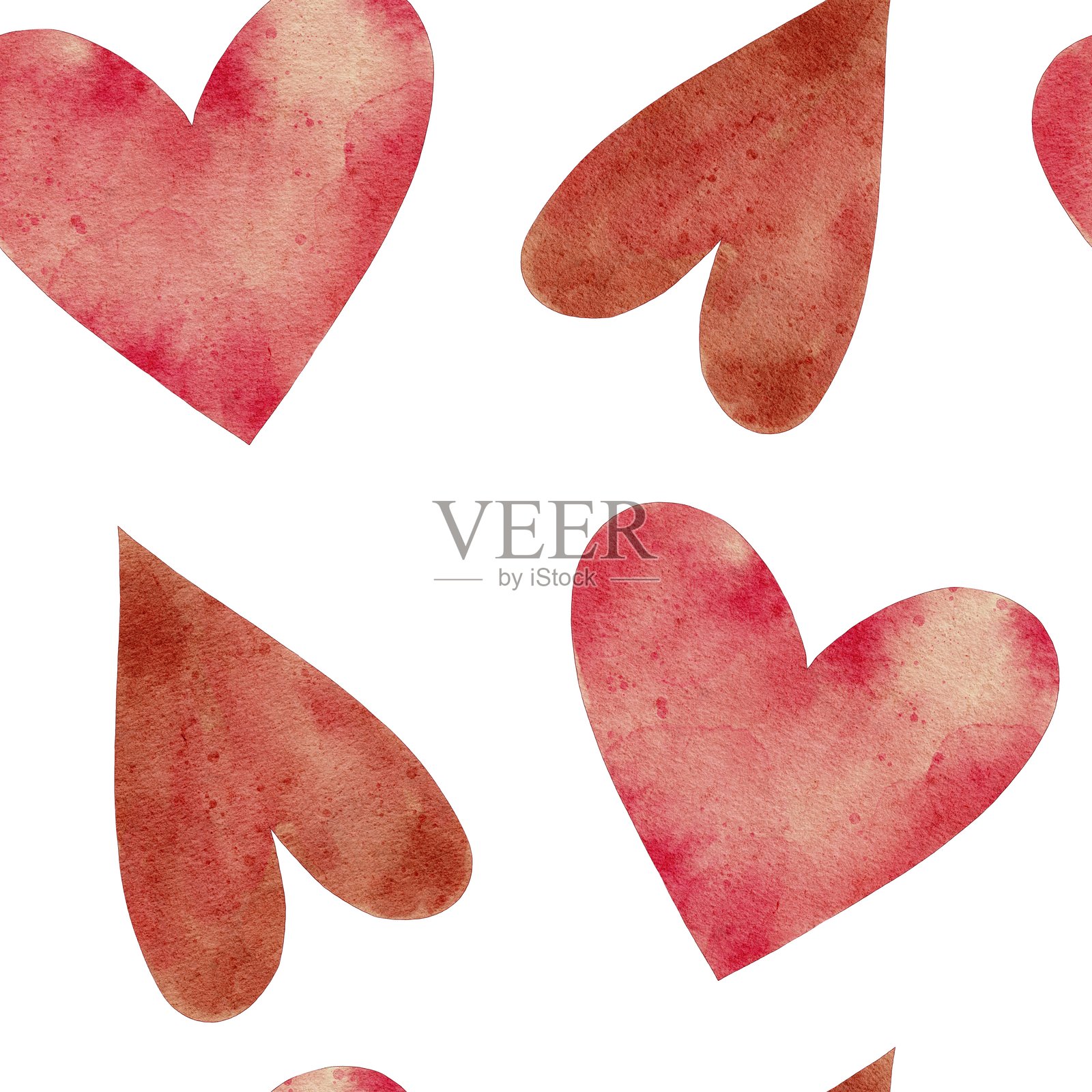 红色和粉色心形图案无缝设计插画图片素材