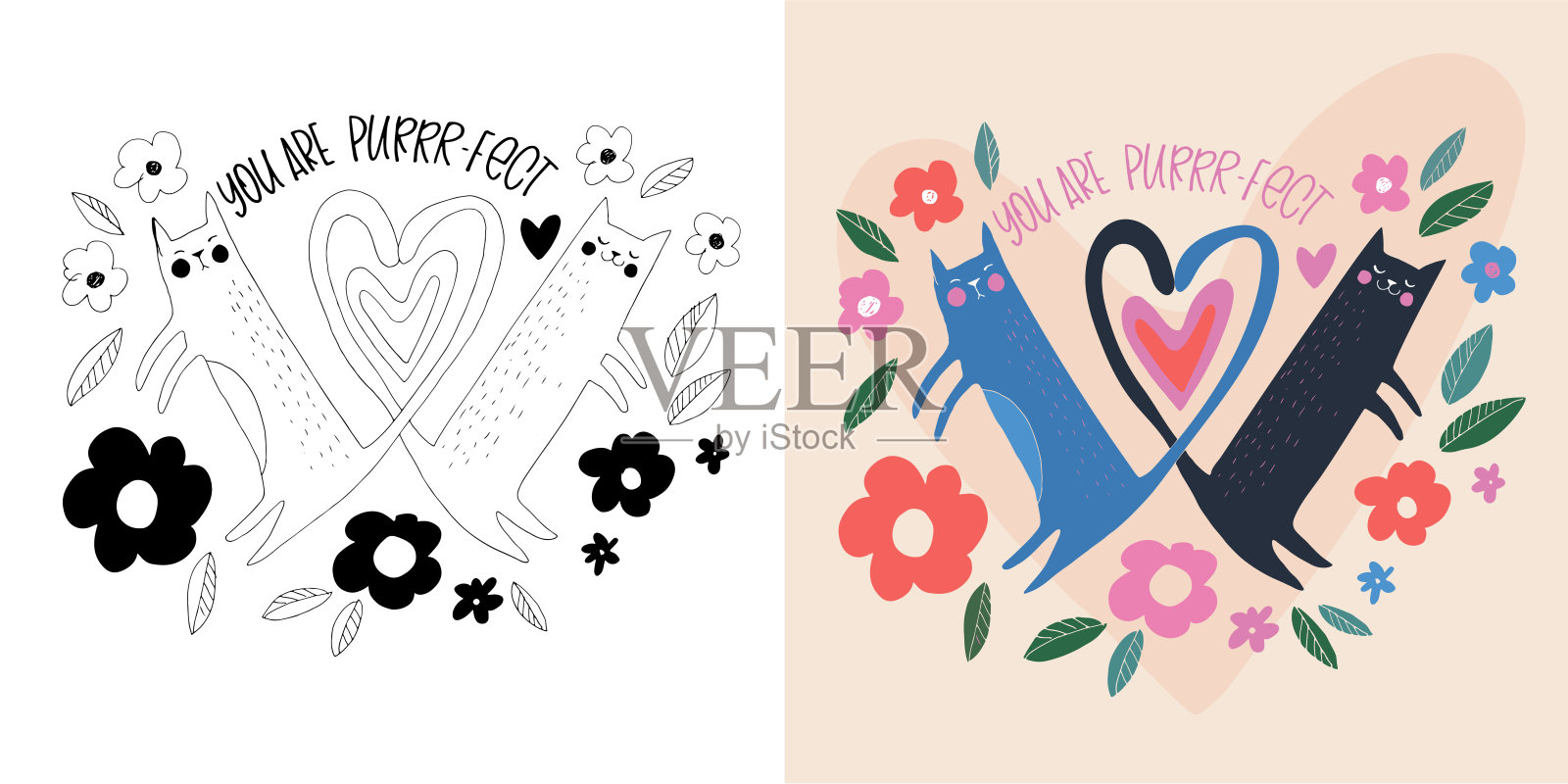 关于爱情和情人节的时尚手绘涂鸦字母名言。适用于T恤设计、杯子印刷、袋子印刷和服装时尚。100% 手绘矢量图像。插画图片素材