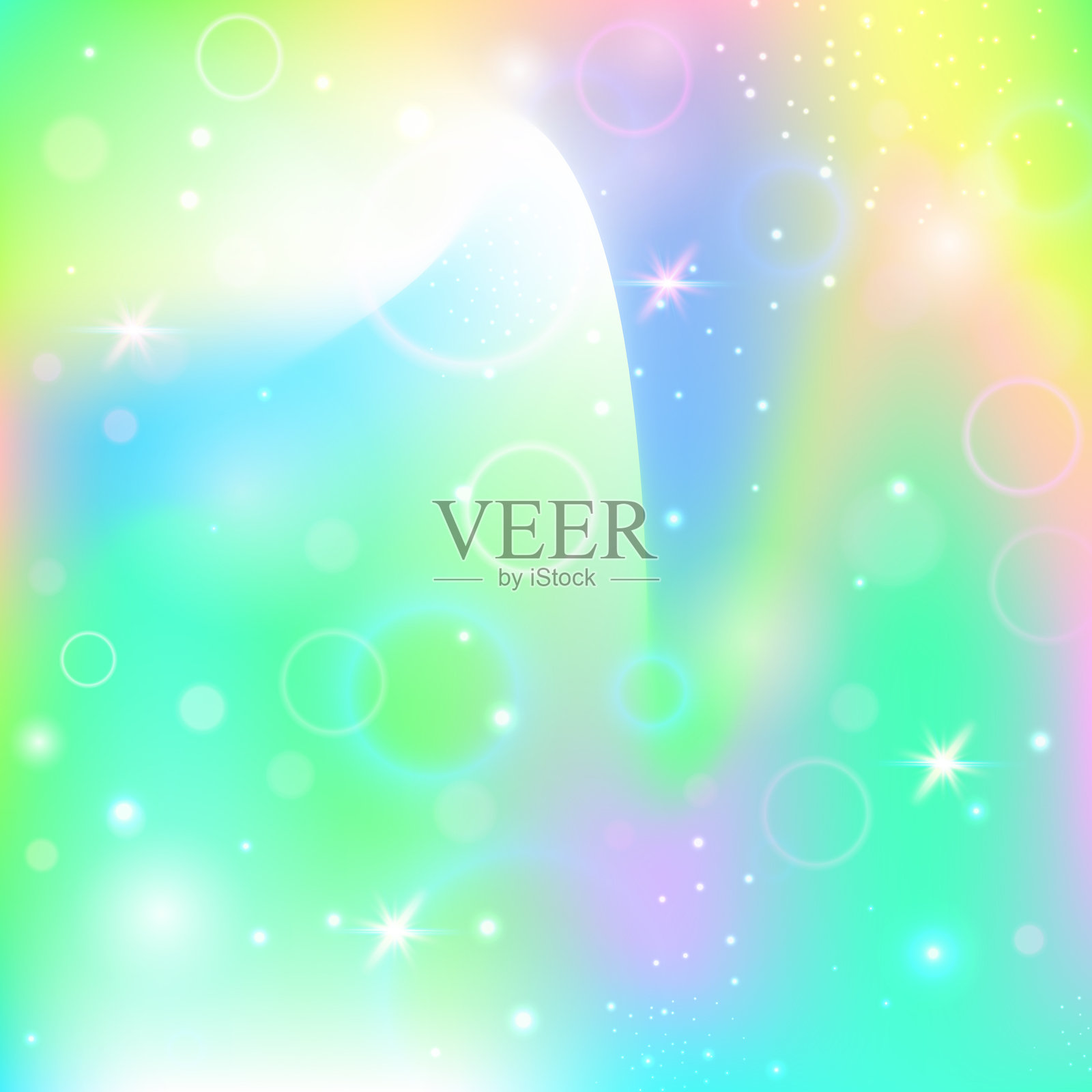 可爱渐变。绿色彩虹背景。公主图案。童话神秘邀请函。黄色宇宙邀请函。粉色多彩全息图。独角兽纹理。派对可爱渐变。插画图片素材