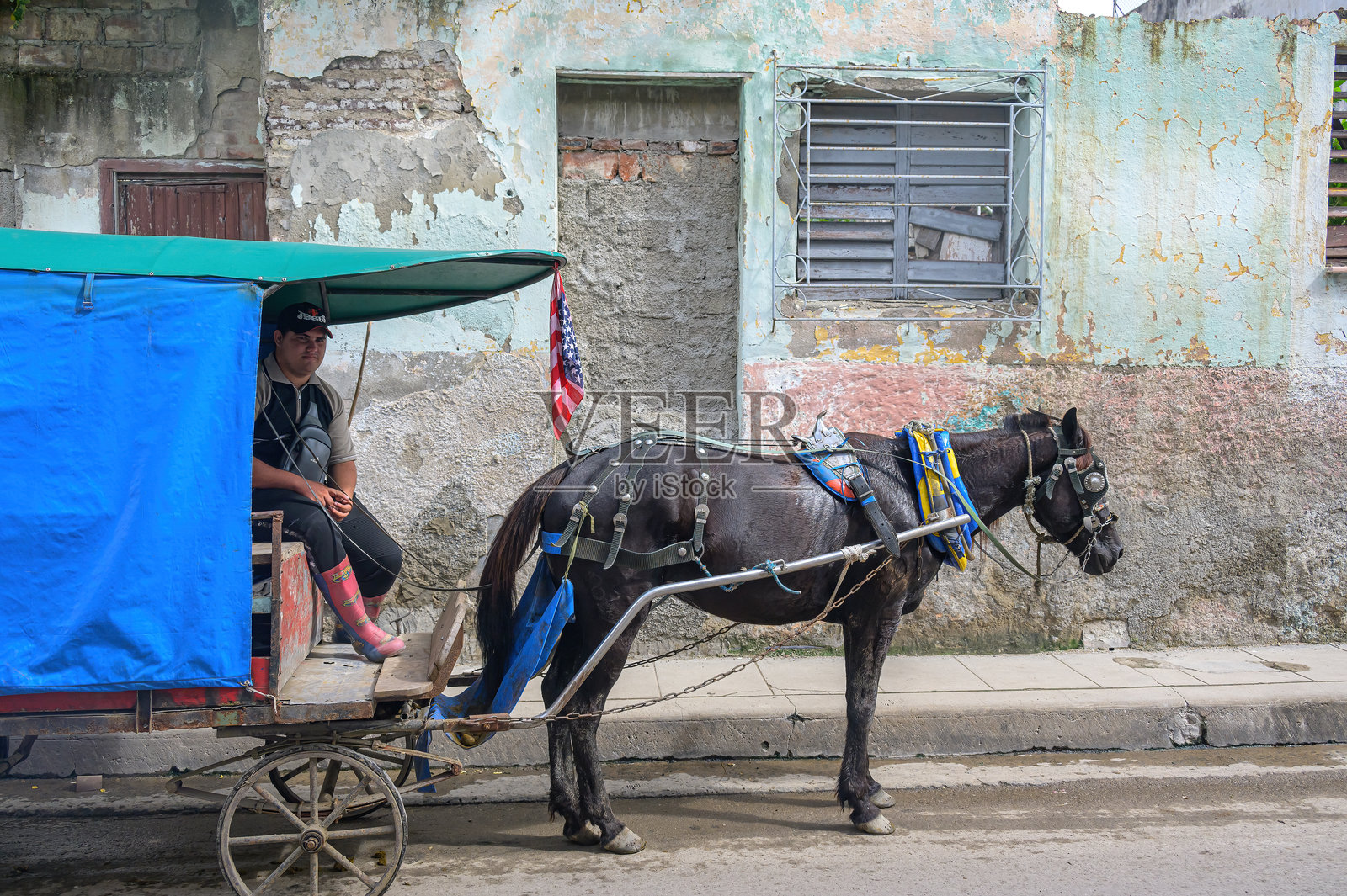 美国国旗马车照片摄影图片