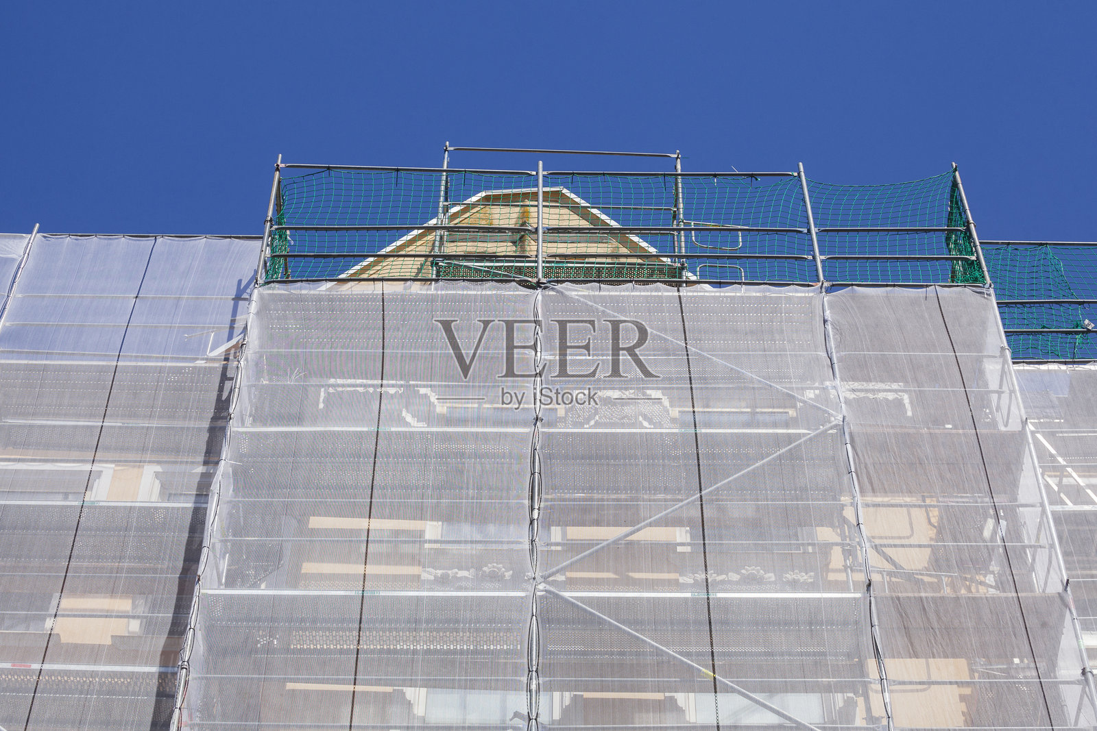 建筑工地，脚手架，旧建筑，住宅楼，翻新，装修，布雷默哈芬，德国不来梅照片摄影图片