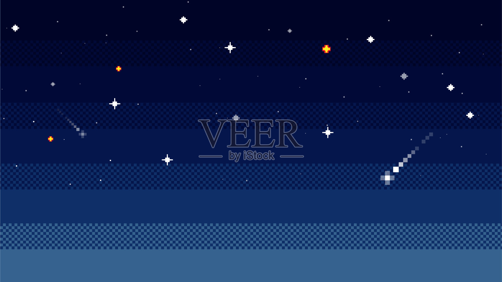 像素艺术风格的星空背景。矢量插图。插画图片素材