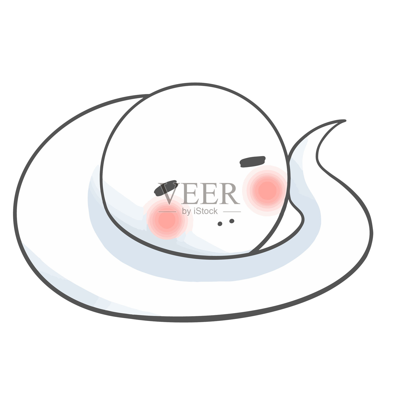 可爱的白色蛇卡通形象正在睡觉插画图片素材