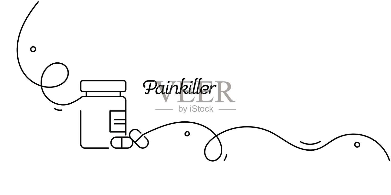 止痛药图标的连续线条绘画。单线矢量插图插画图片素材