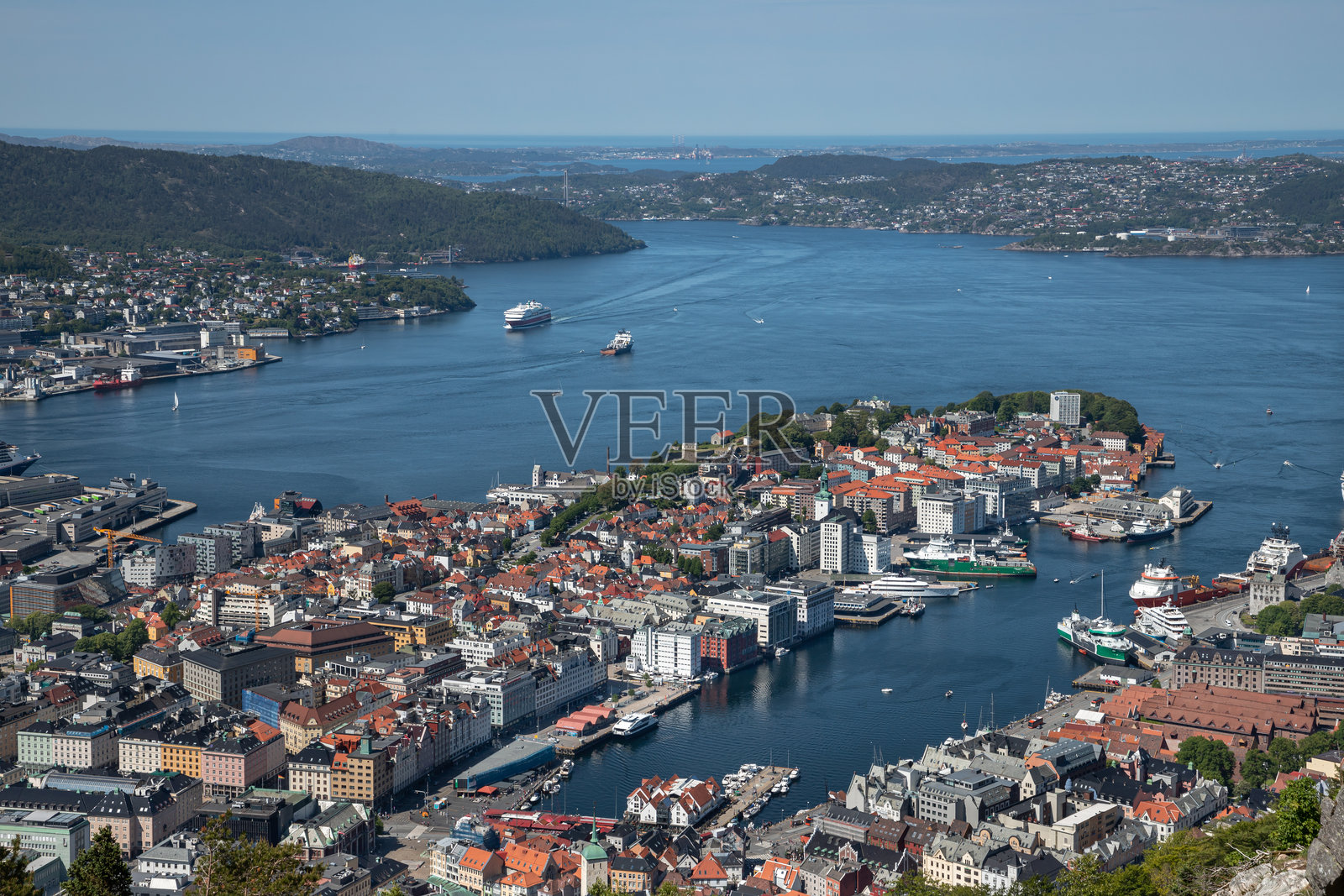 卑尔根市的建筑风格照片摄影图片