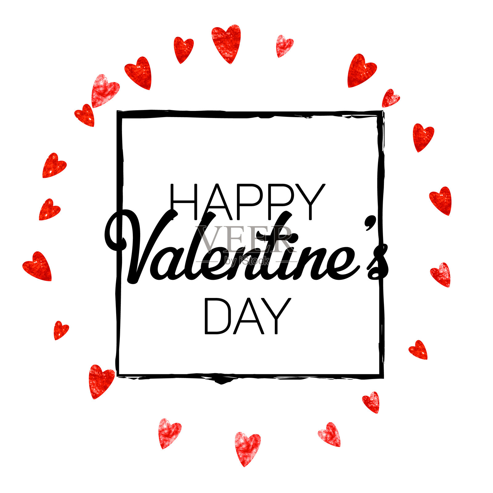 情人节促销优惠。礼品问候横幅。随机框架。复古玫瑰装饰。二月份女孩壁纸。粉色浪漫边框。红色的情人节促销优惠。插画图片素材