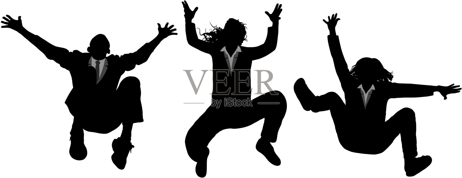 跳跃的商务人士剪影插画图片素材