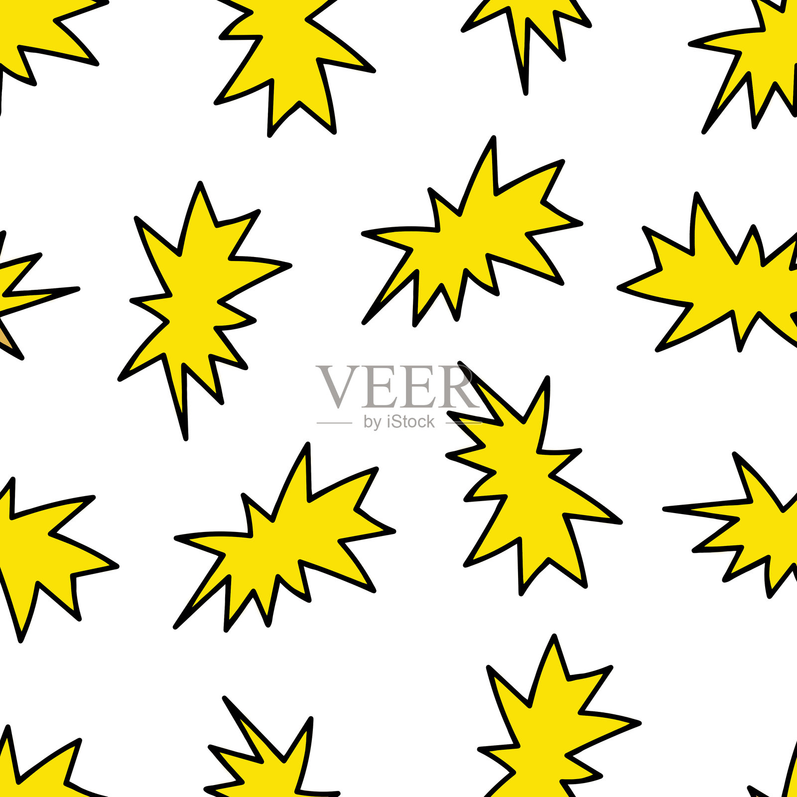 带有对话气泡的无缝图案。白色背景上的黄色云朵。插画图片素材