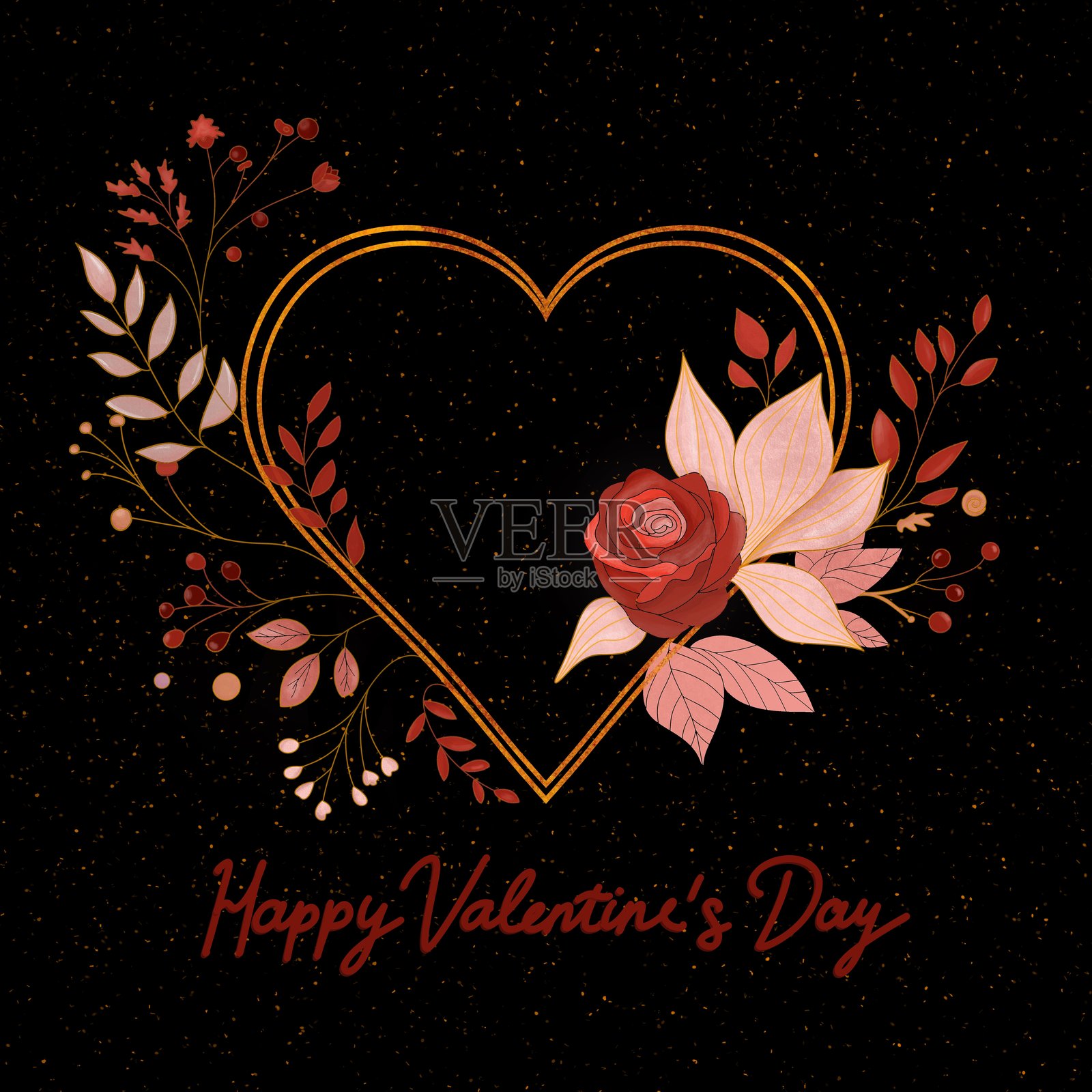 黑色心形的情人节贺卡插画图片素材