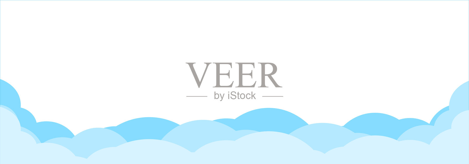 蓝色云朵的边框。白色云朵的形状。简单的卡通设计。用于网页设计的矢量插图。插画图片素材