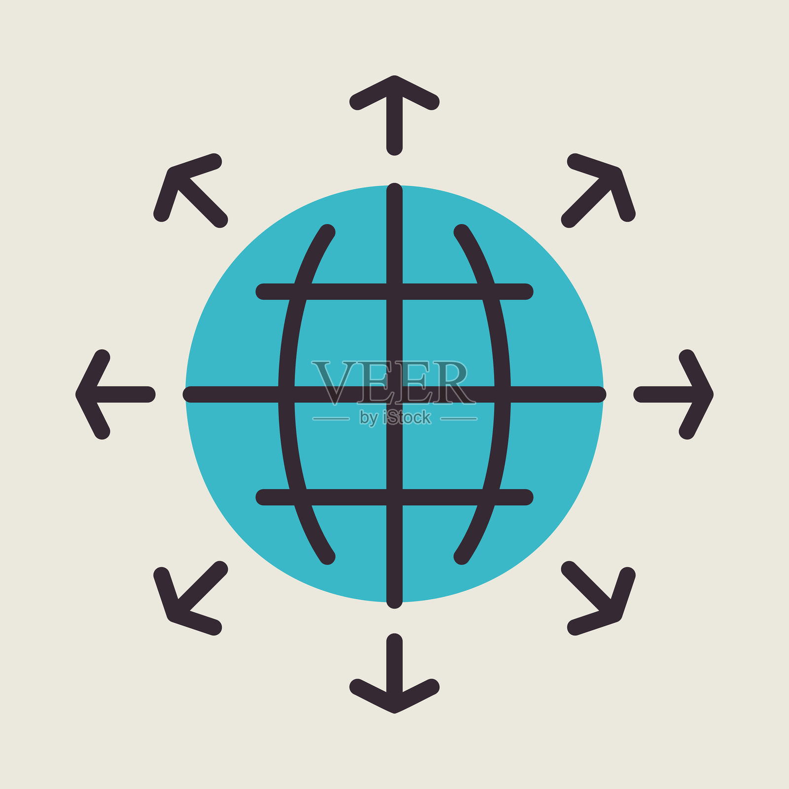 地球仪外部的箭头矢量图标插画图片素材