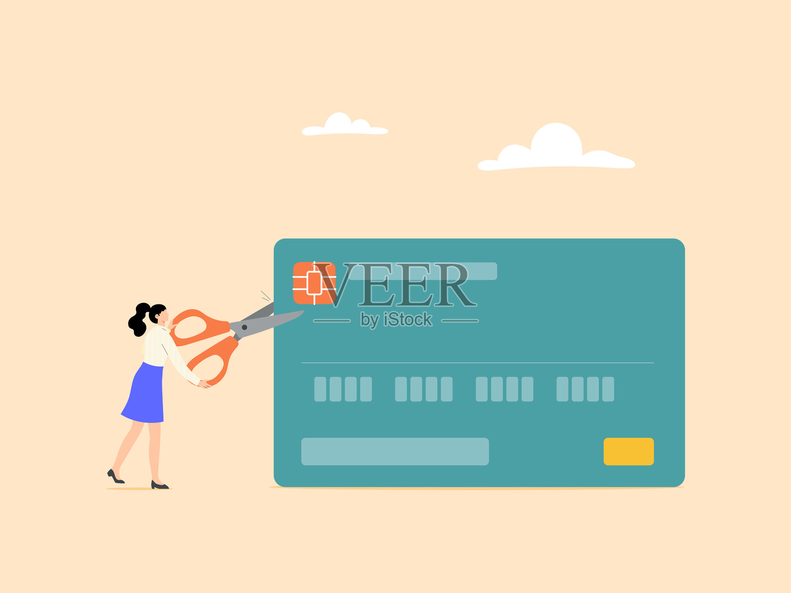 纠正或改善信用卡消费以更加自律，避免财务错误插画图片素材