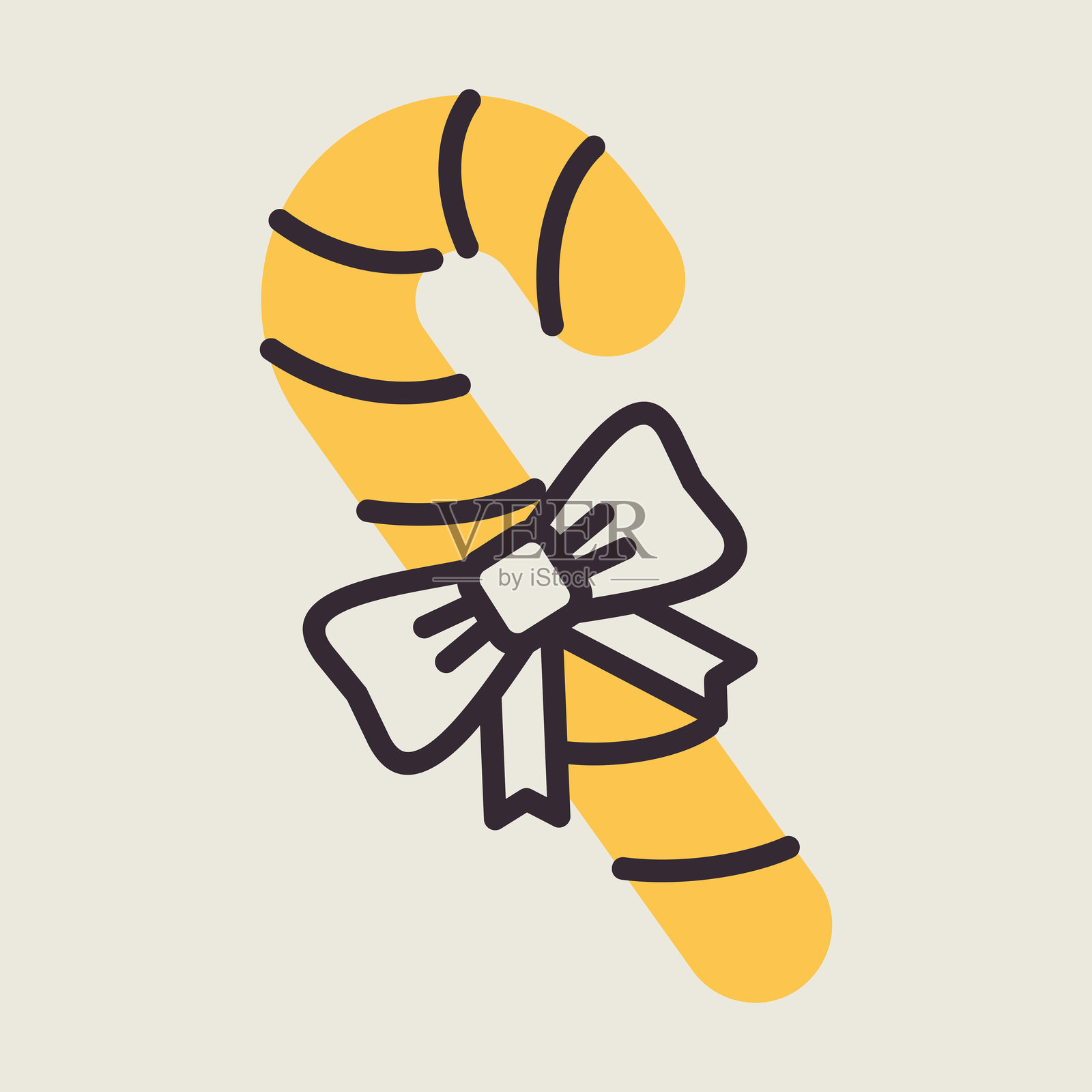 圣诞薄荷糖杖图标，带有条纹插画图片素材