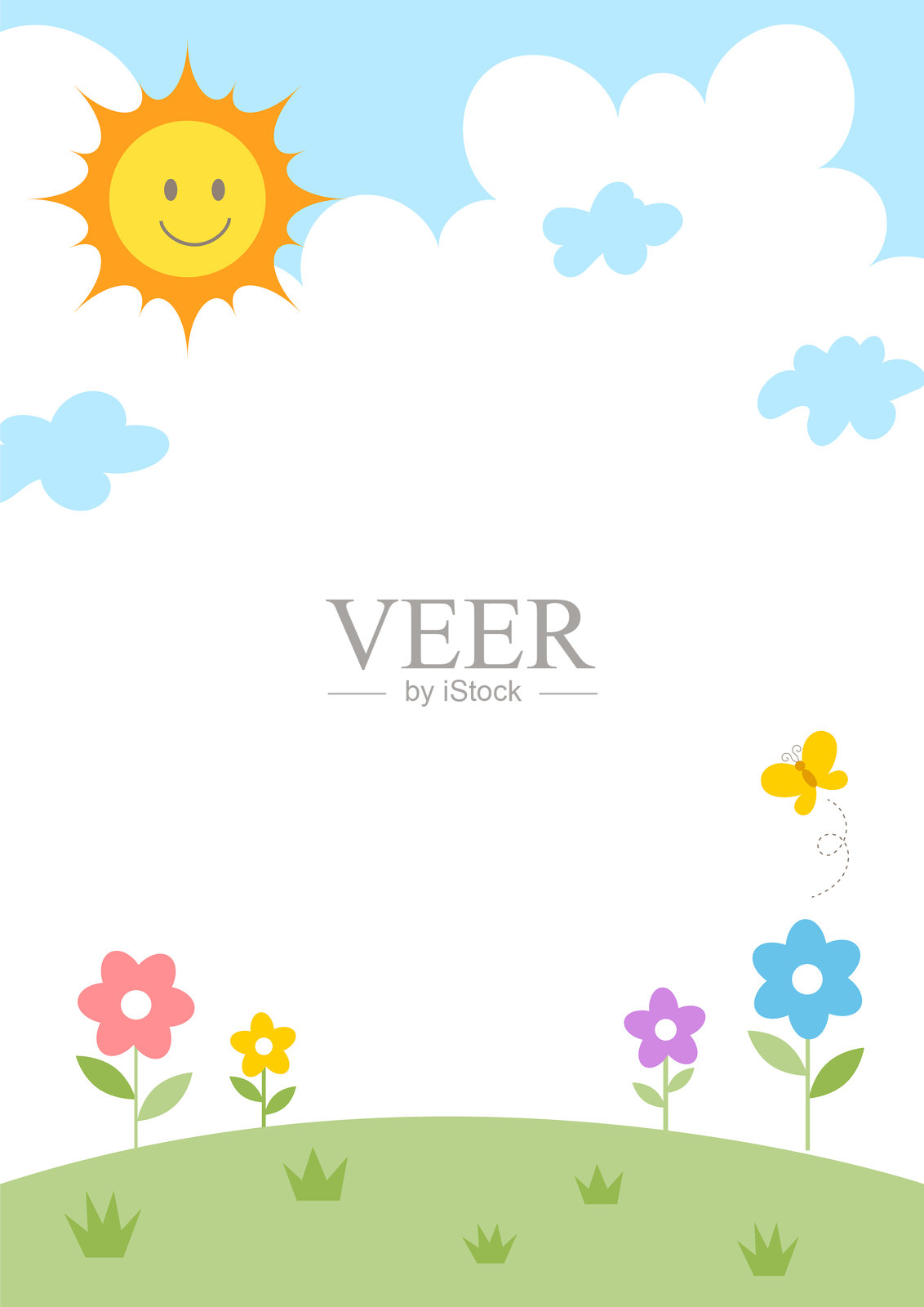 可爱的春季风景插图插画图片素材