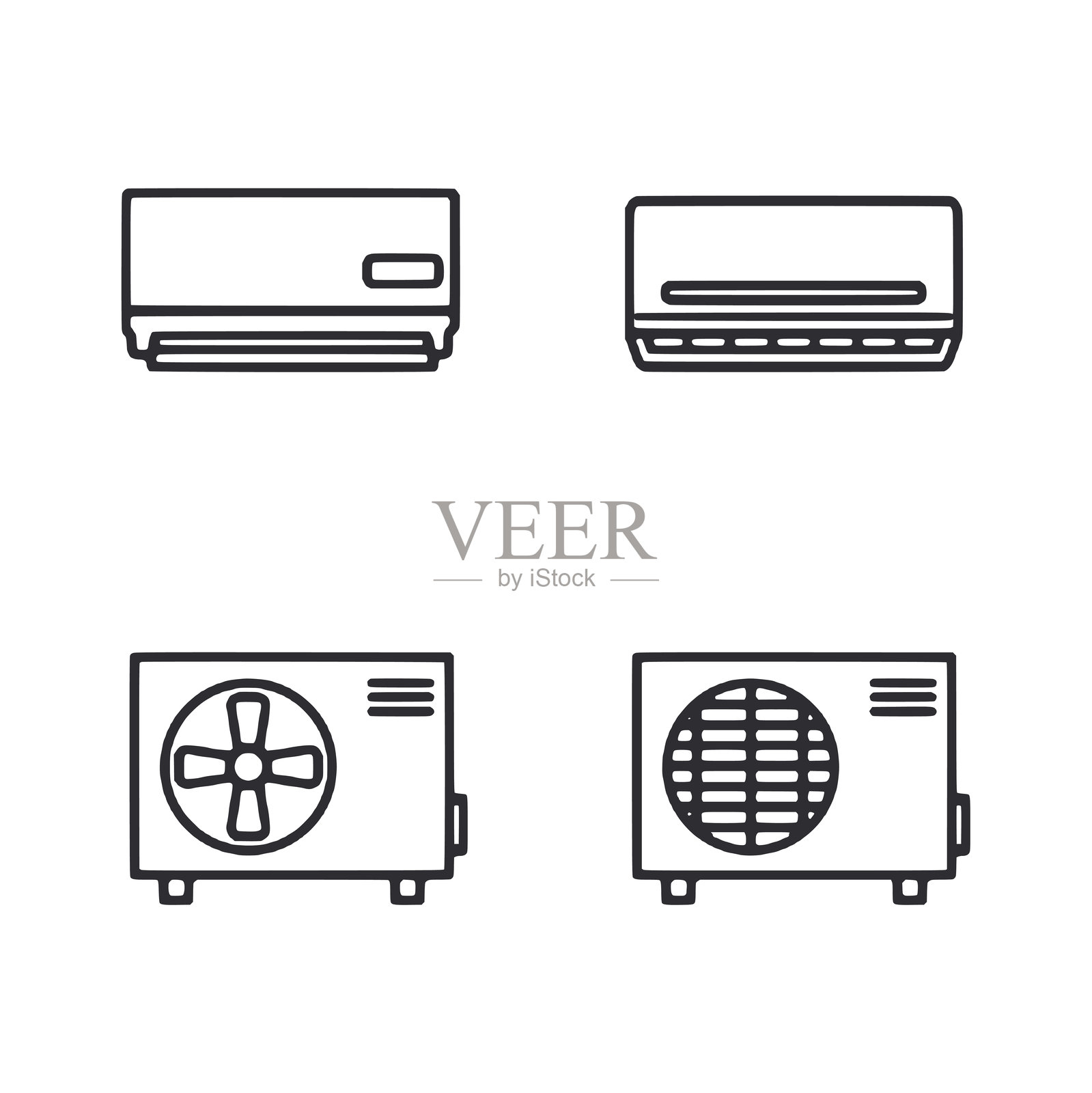 四种不同类型的空调插画图片素材