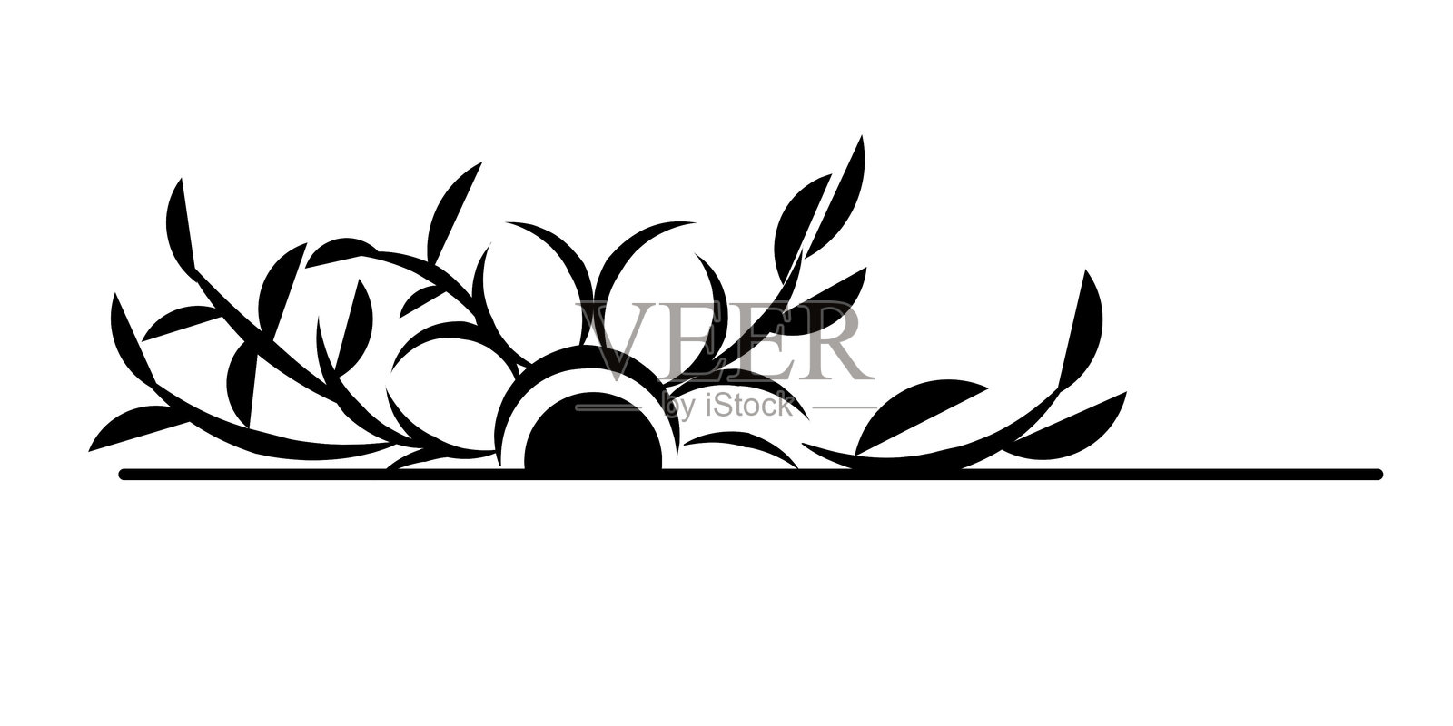 黑色分隔线花卉边框矢量插图插画图片素材