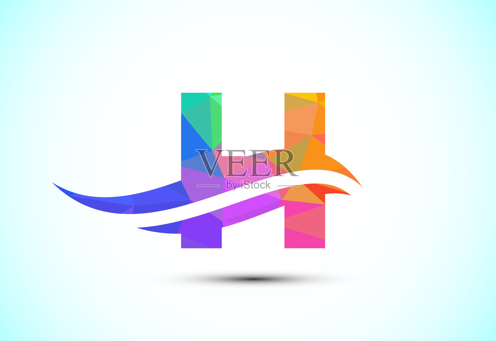 带有涡旋或海浪标志设计的字母H。企业商业标识的图形字母符号。插画图片素材