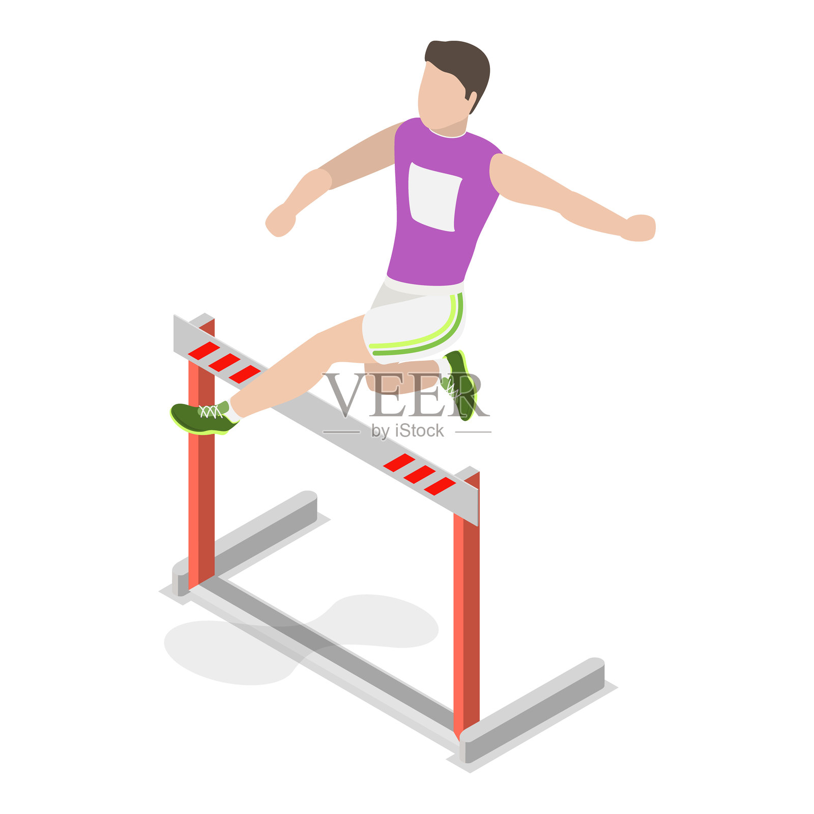 3D等距平面矢量插图：跑步越障碍。项目3插画图片素材