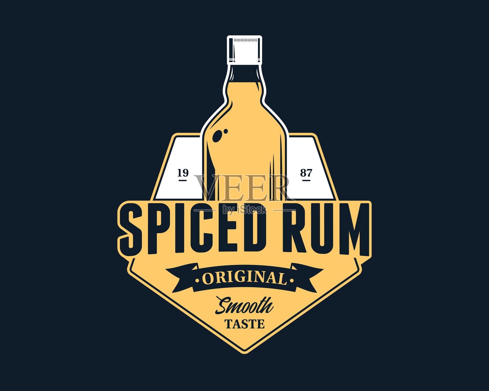 复古香料朗姆酒矢量标志插画图片素材