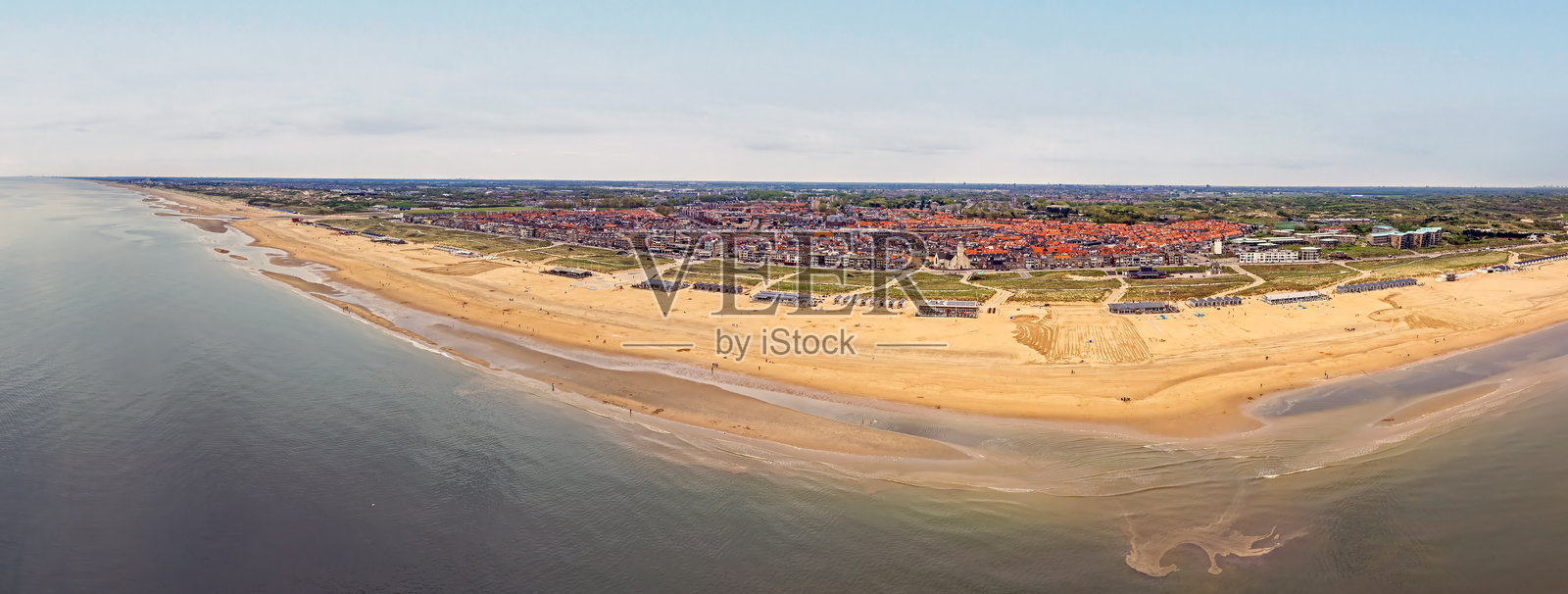 荷兰北海的卡特维克海滩空中全景照片摄影图片