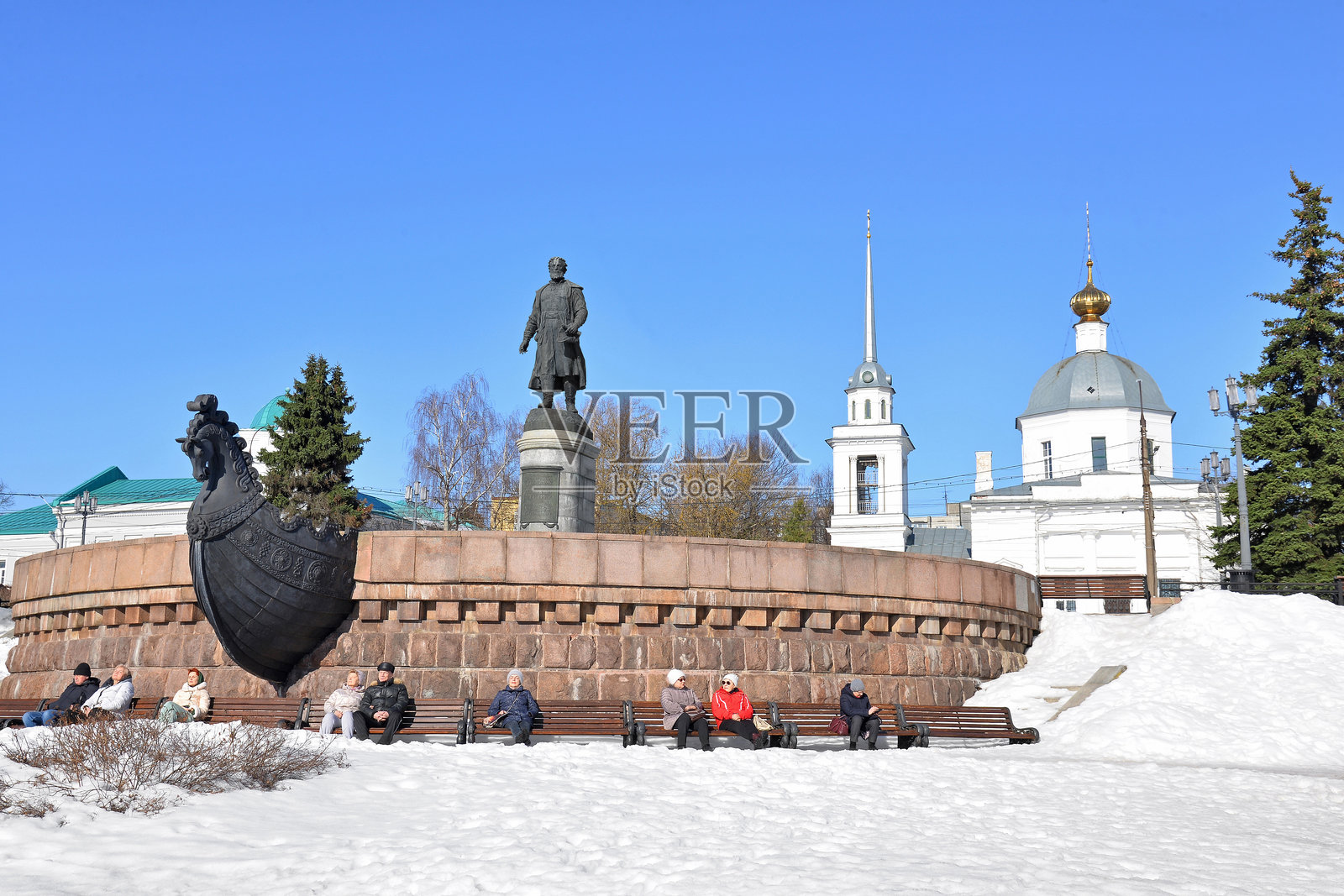特维尔，人民，阿法纳西·尼基廷纪念碑照片摄影图片