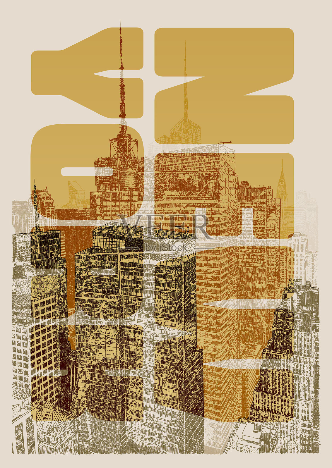 纽约曼哈顿西区插画图片素材