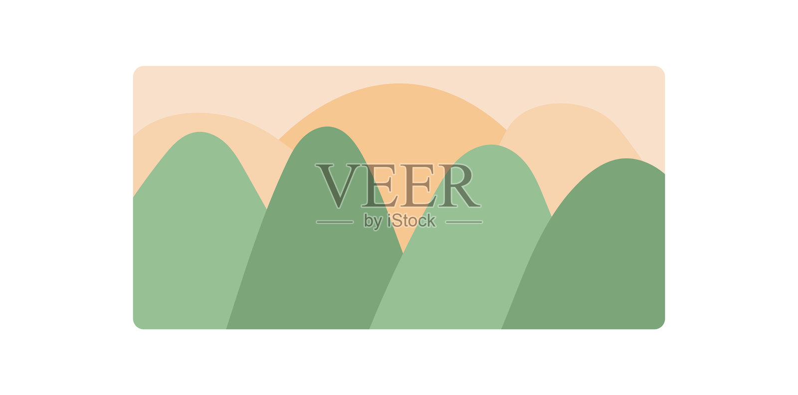 抽象绿色山丘风景美学插画图片素材