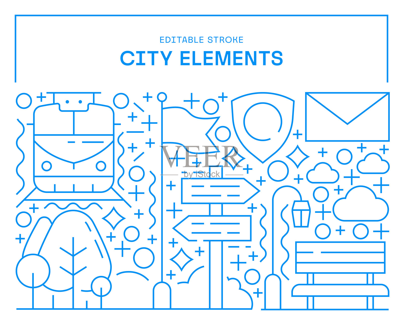 城市元素网页横幅模板插画图片素材