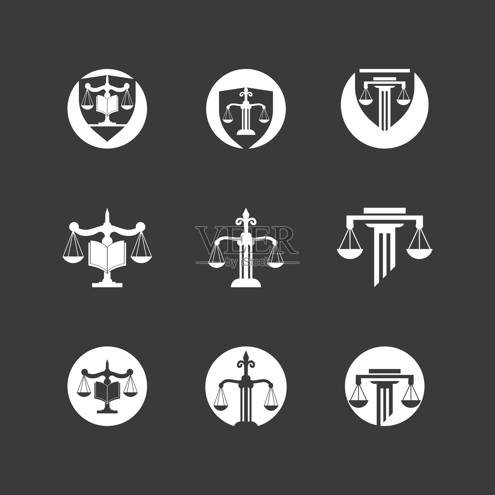 律师事务所标志和图标设计模板-矢量图插画图片素材