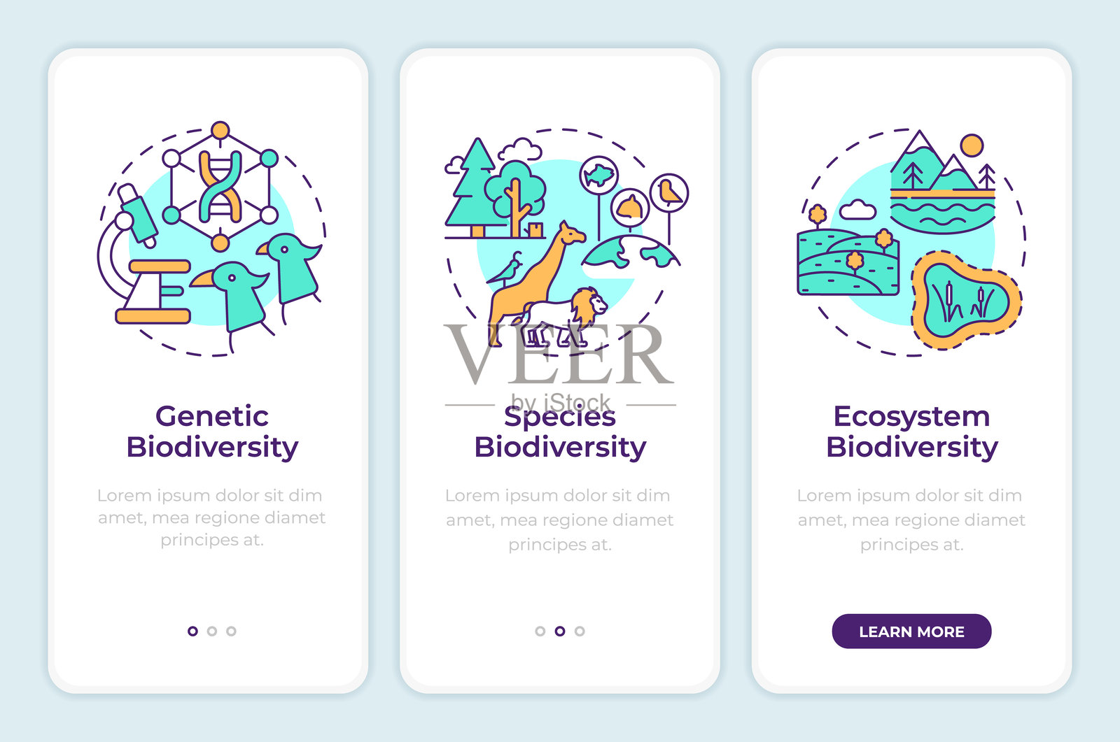 生物多样性类型的移动应用程序入门屏幕插画图片素材