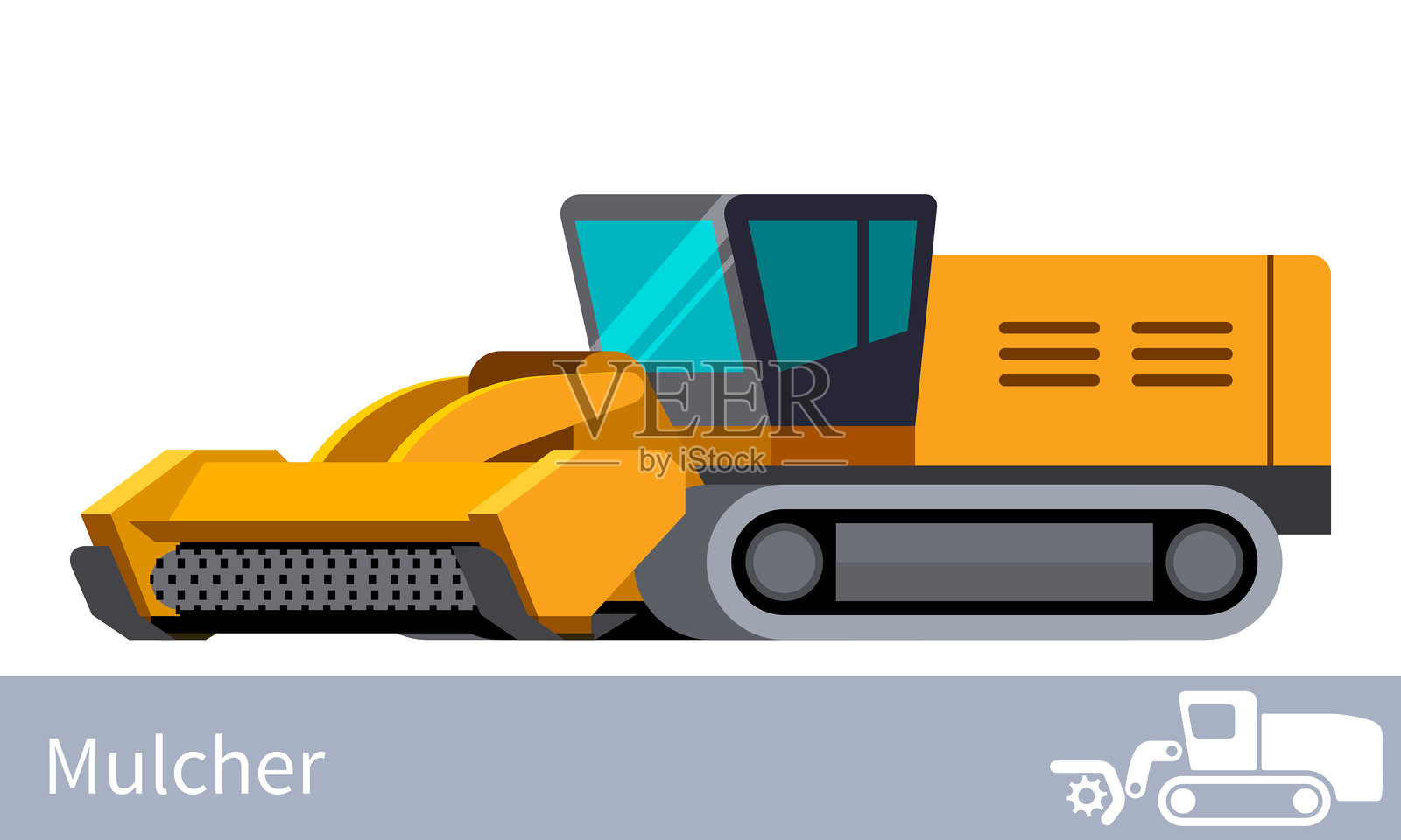 履带式碎枝机图标插画图片素材